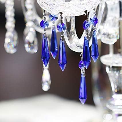 HDCRYSTALGIFTS 25pcs Blue Chandelier Crystals Replacement Chandelier Icicle Crystal Prisms Crystal Drop Prisms