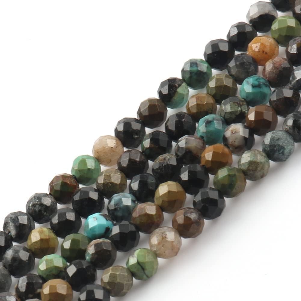 Song Xi 120pcs 3mm Natural African Turquoise Gemstone Beads Faceted Round Loose Stone Beads for Jewelry Making