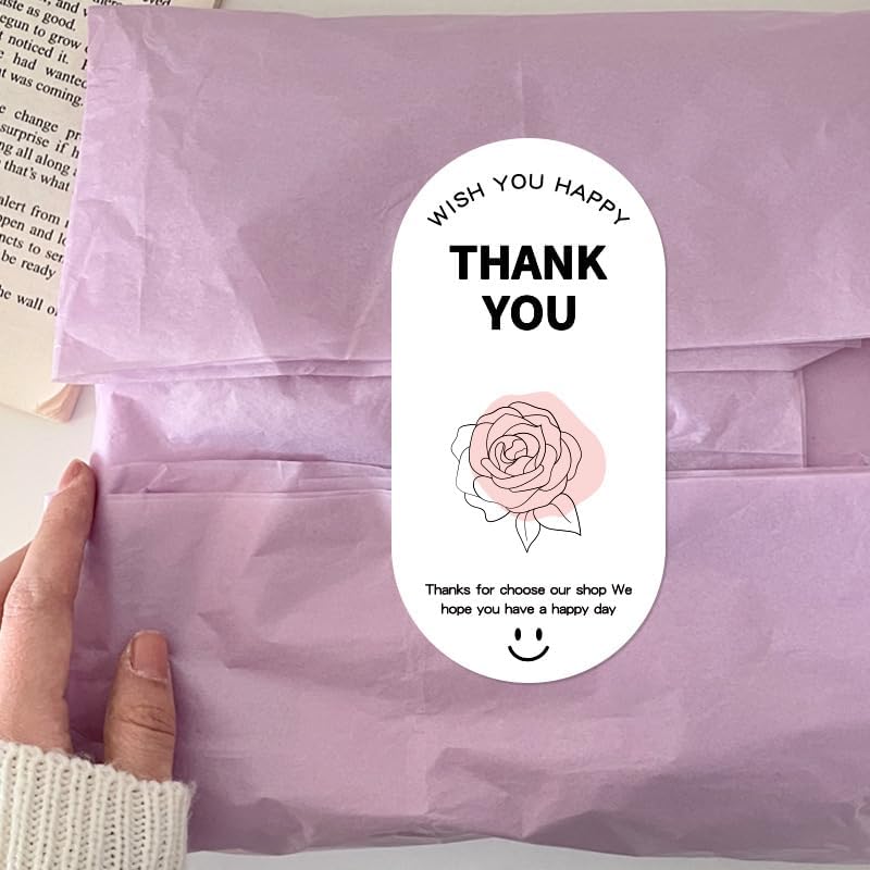 500 Pieces Sealing Large Thank You Stickers, Large Gift Flower Decorative Wrapping Stickers, Suitable for Boxes and Bags Outer Labels Seal Decals Gift Boxes Decoration. (Grateful Petals)