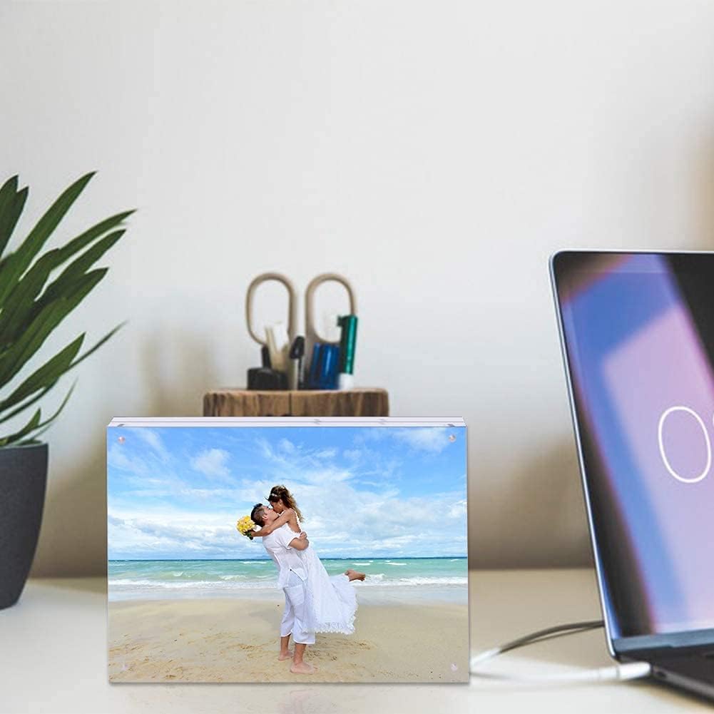 8x8 Acrylic Picture Frame Clear Double Sided Magnetic Picture Frame Desktop Display with Photo Frame Support Stand Best Gift for Family, Baby, Document Photo Frames- Free Soft Microfiber