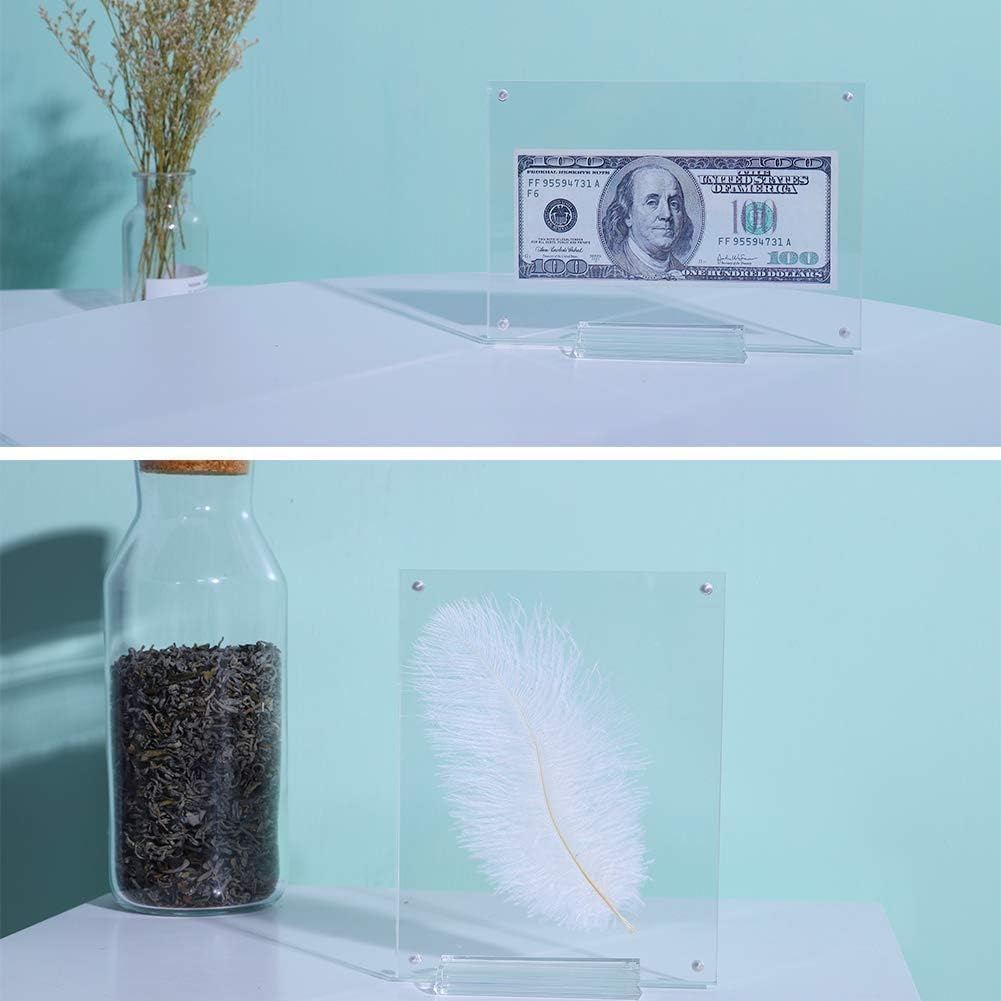 11x14 Acrylic Picture Frame,Clear Double Sided Magnetic Photo Frames With Stand,Minimalist Frameless Floating Frame for Artwork Poster Degree Diploma,Lovely Gift for Family, Friend