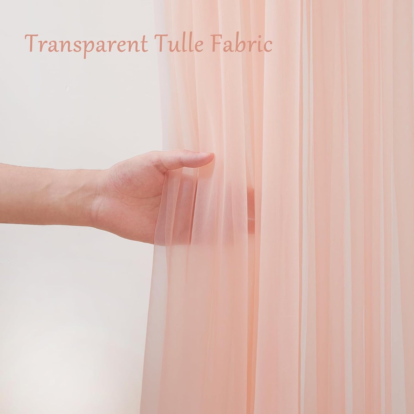 20ft X 10ft Peach Tulle Backdrop Curtain for Parites, Sheer Backdrop Curtains Fabric Drapes for Wedding Ceremony Arch Party Stage Decorations