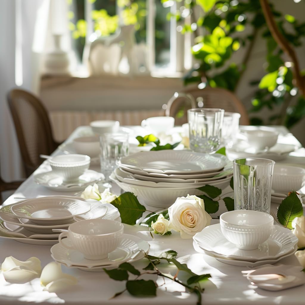 Oning 20+ Cups of Mix Dried Bio Flower Rose Petals Confetti, 2 QT Ivory White Roses & Eucalyptus Leaves, Real Petals for Wedding Parties Romantic Gifts