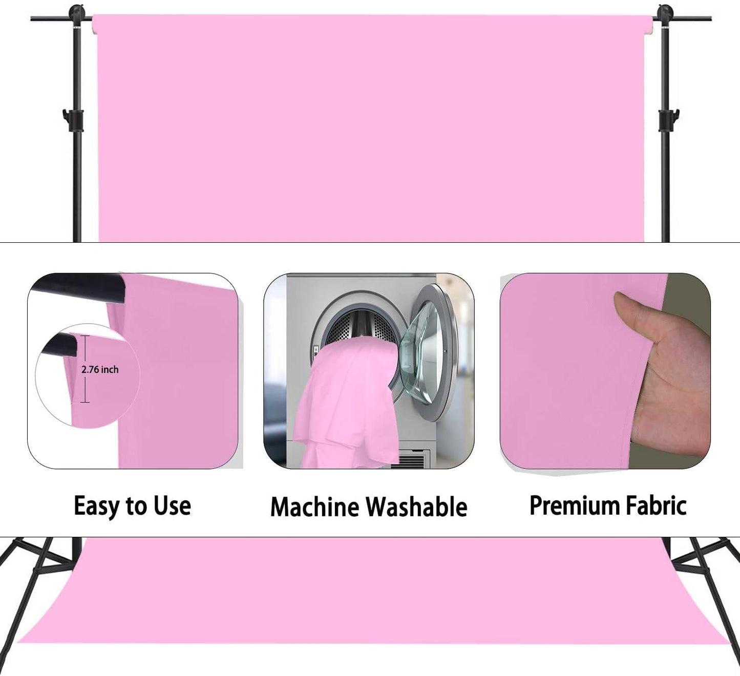 Pink Photography Backdrops for Photoshoot, Photo Booth Video Shooting Photo Backdrop, Photo Studio Portrait Background for Photography 8FTx10FT