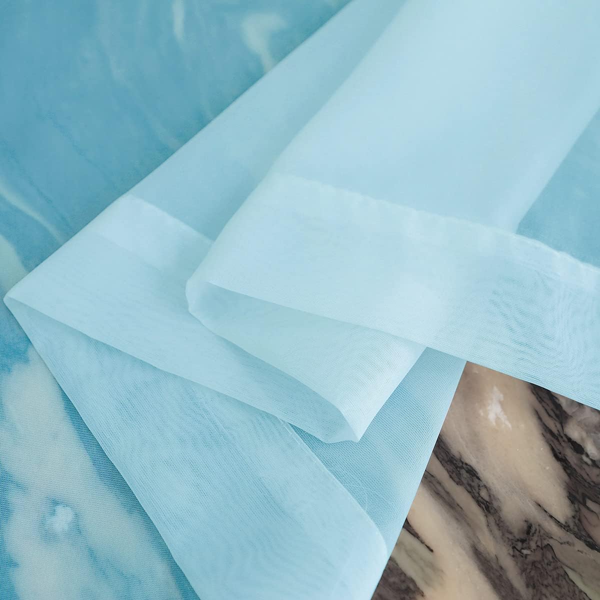 Window Lake Blue Sheer Curtains 60 Inches Width 45 Inches Long 2 Panels Sheer Curtain Clear Curtains Basic Rod Pocket Panel for Home Living Room Bedroom Kids Room Yard Patio Parlor Sliding