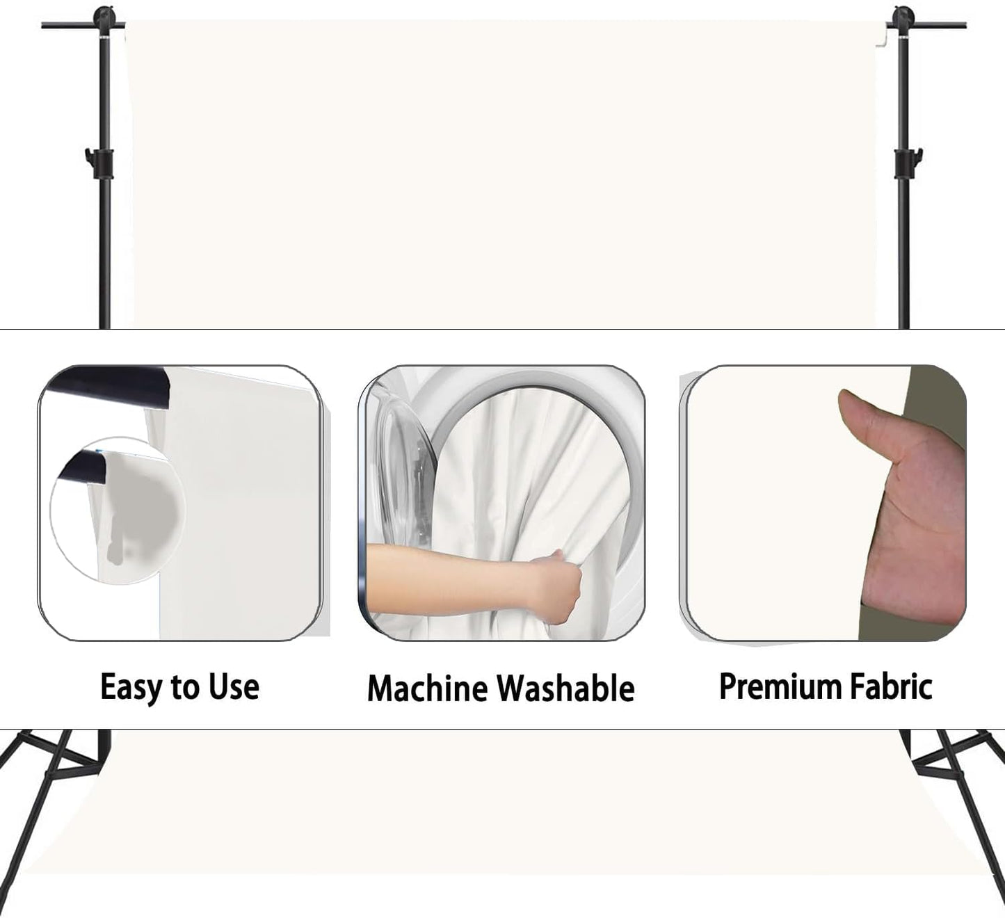 Ivory Photography Backdrop for Photoshoot, Photo Backdrop Curtain, Perfect Ivory Backdrops for Party Portrait Photoshoots Video Studio 5FTx7FT