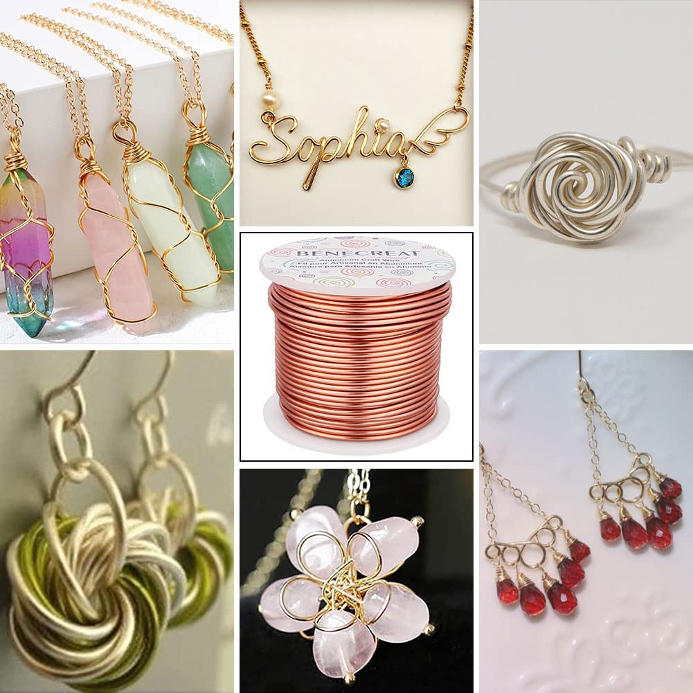 BENECREAT 12 Gauge 100FT Aluminum Wire Anodized Jewelry Craft Making Wire Beading Floral Aluminum Craft Material for Jewelry Craft Sculpture, Plant Gardening, Skeleton Making, Copper Tone