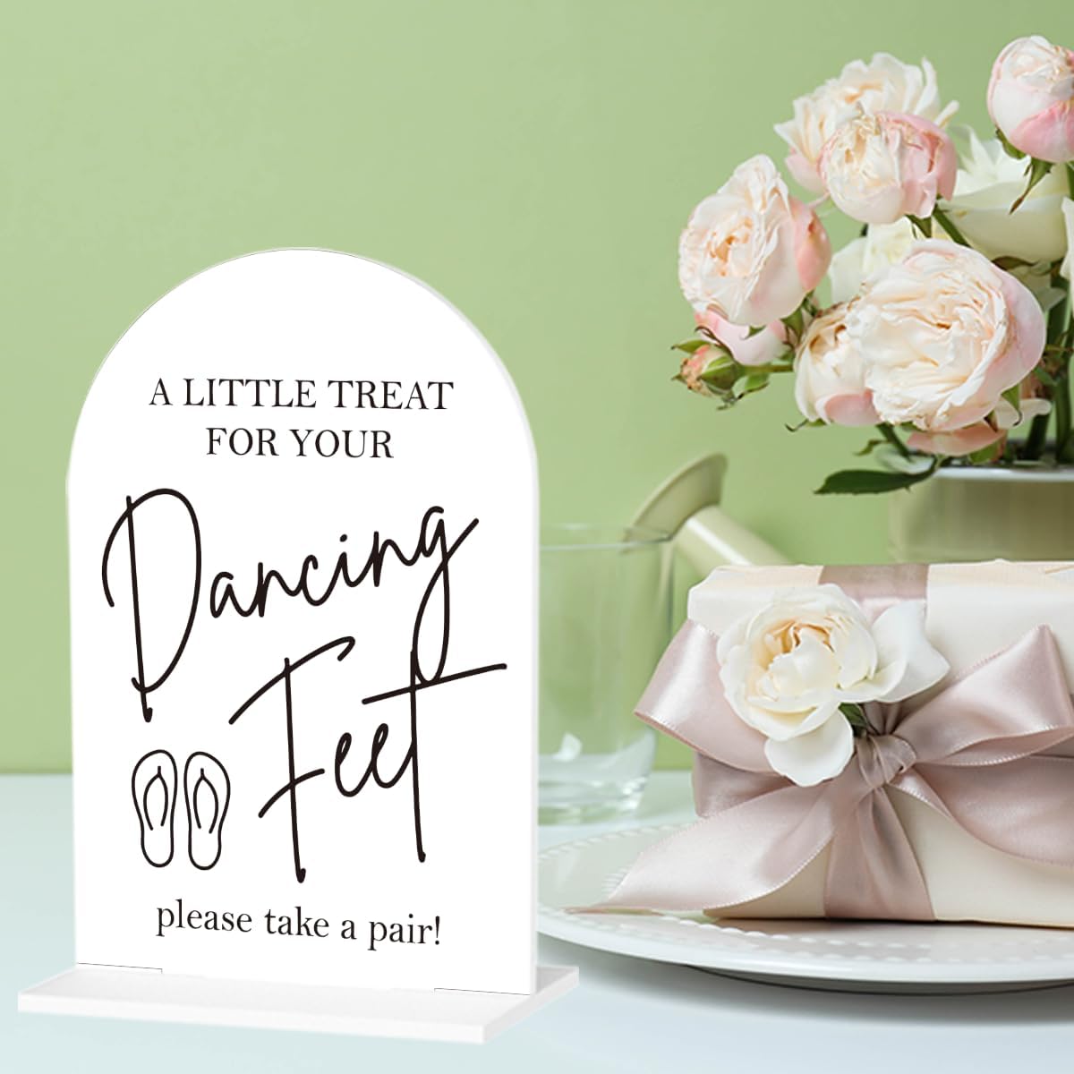 Dancing Feet Sign, Wedding Flip Flops Sign, Wedding Engagement Bridal Shower Reception Party Table Desk Acrylic Decor