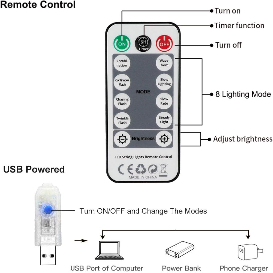 YEOLEH String Lights Curtain,USB Powered Fairy Lights for Party Bedroom Wall,8 Lighting Modes & IP64 Waterproof Ideal for Wedding Valentines Day Decor (Warm White)