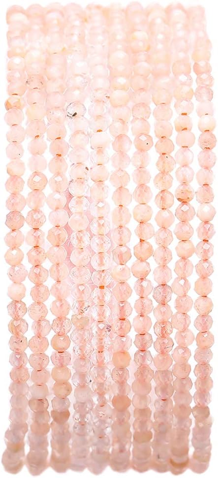 Faceted Natural Sunstone Stone Round Loose Semi Gemstone Beads for Jewelry Making 2-2.5mm 38cm