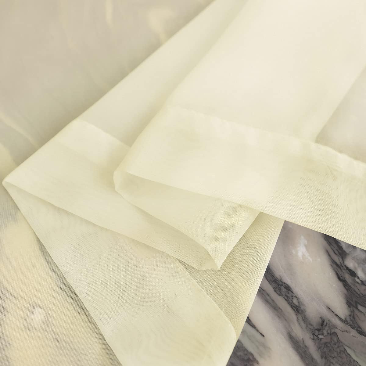 Window Light Yellow Sheer Curtains 60 Inches Width 120 Inches Long 2 Panels Sheer Curtain Clear Curtains Basic Rod Pocket Panel for Home Living Room Bedroom Kids Room Yard Patio Parlor Sliding