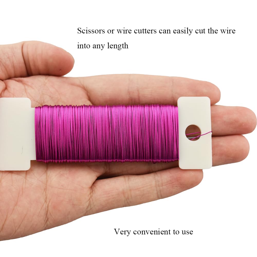 HAHIYO 26Gauge Rose Red Metal Floral Wire - 1 Roll, 38 Yards (115 Feet) - Flexible Paddle Wire for Craft, Christmas Wreath, Flower Arrangement, Bouquet Wrapping, Wedding, DIY