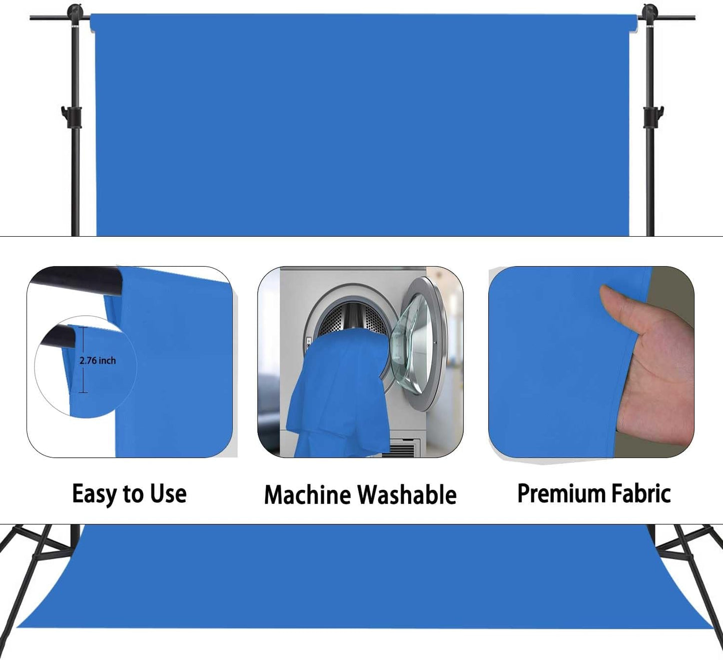 Royal Blue Backdrop, Photo Booth Portrait Photography Backdrops, Studio Blue Screen Backdrop for Photoshoot Streaming Video Shooting, Blue Photo Backdrop 10x10ft