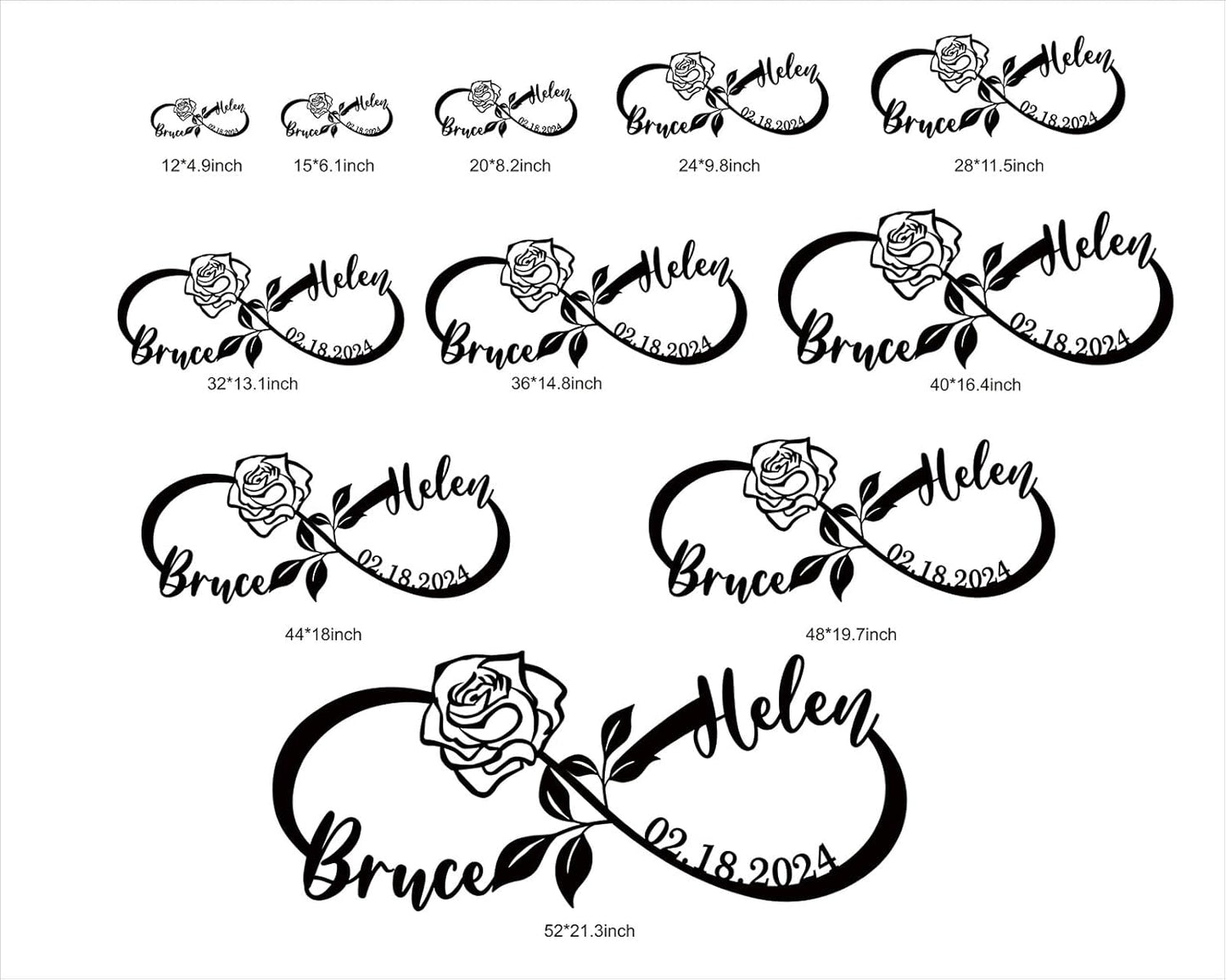 Custom Infinity Sign, Personalized Couples Name Sign, Infinity Metal Name Sign, Personalized Wedding Gifts, Love Name Sign, Infinity Wall Decor with Flower, Anniversary Housewarming Gift