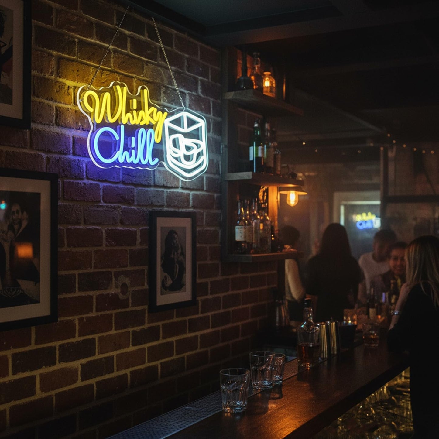 Whisky Chill Neon Sign,Neon Signs for Wall Decor,Whisky Bar Sign,LED Neon Light for Wall Decor,Dimmable Whisky Light Up Signs for Home Bar,Party,Neon Bar Sign for Man Cave