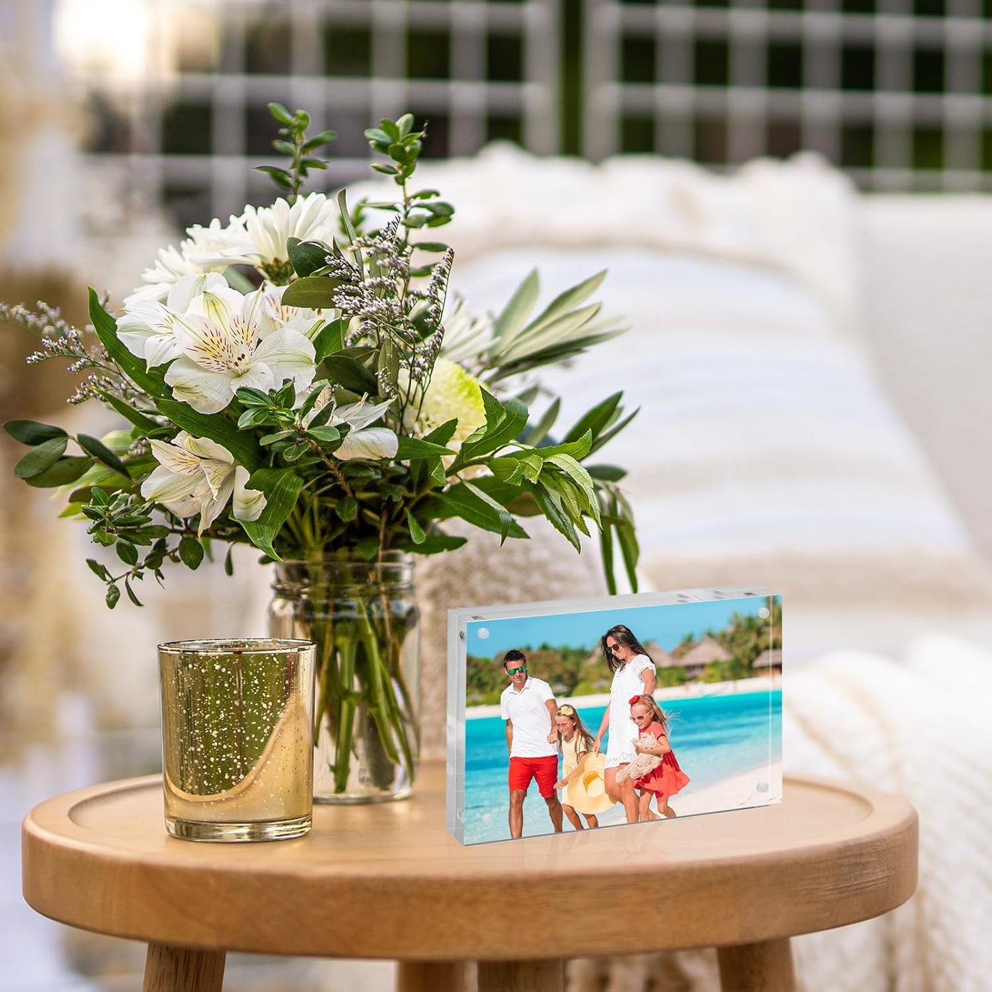 TWING Acrylic Picture Frame 5 x 7 Inch 2 Pack Magnetic Photo Frame Horizontal Magnet Double Sided Acrylic Frames Set with Microfiber Cloth, 10+10MM Thickness Clear Picture Frame Desktop Display Gift Ideal