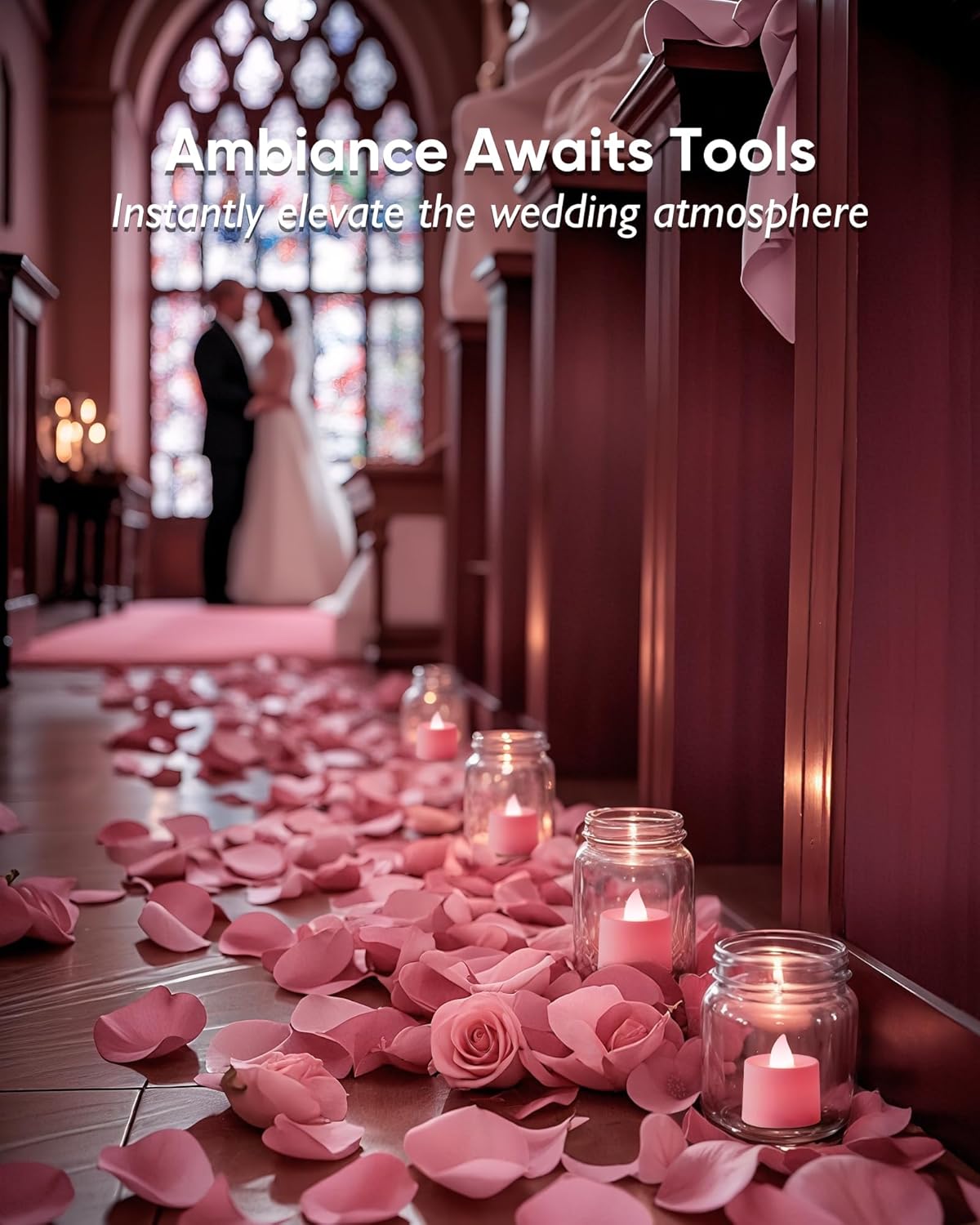 Amagic 24 Pack Pink LED Tea Lights, Flameless Votive Candles, Electric Fake Colored Candles, Battery Operated Tealights Candles for Party, Christmas, Aniversary, Wedding Table Centerpiece, Proposal