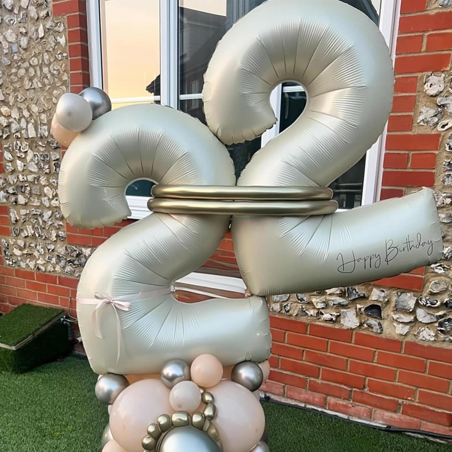 Beige 25th Birthday Balloons Number 25, 40 Inch Large Foil 2 & 5 Numbers Balloons, Cream Giant Maya Helium Balloon for Women Men Birthday Anniversary 2025 New Year Party Decorations