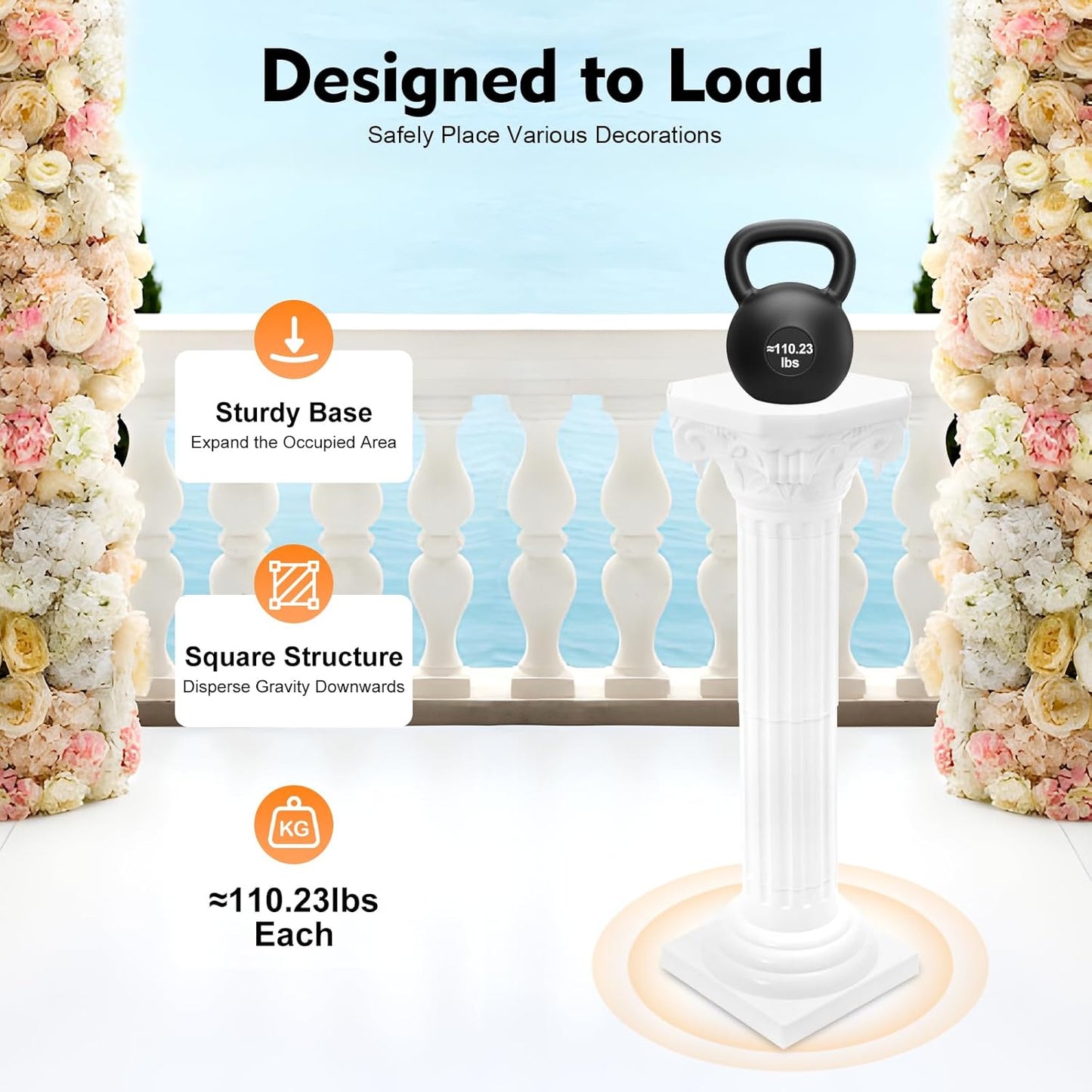 Roman Pillars Decoration Party Flower Pot Columns Set 2Pcs Decor Pedstal Stand 34.65in Flower Floral Wedding Party Event Road Decorative Columns(34.65in 2Pcs Style2)