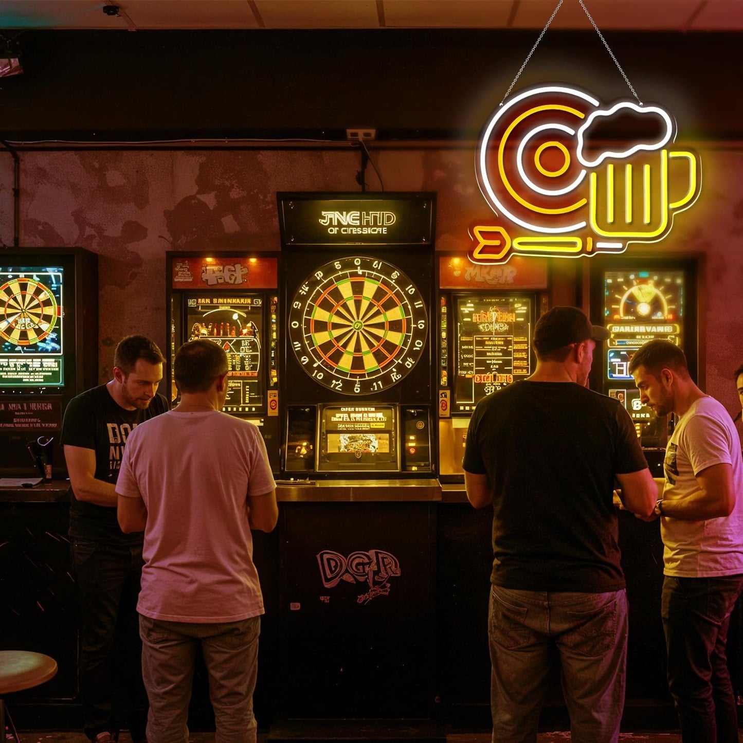 Beer Darts Neon Sign,Neon Signs for Wall Decor,Led Beer Sign for Bar,Neon Light Sign for Man Cave,Beer Sign for Bedroom,Light Up Sign for Bar,LED Wall Art Neon Sign for Party,Pub,Clubs