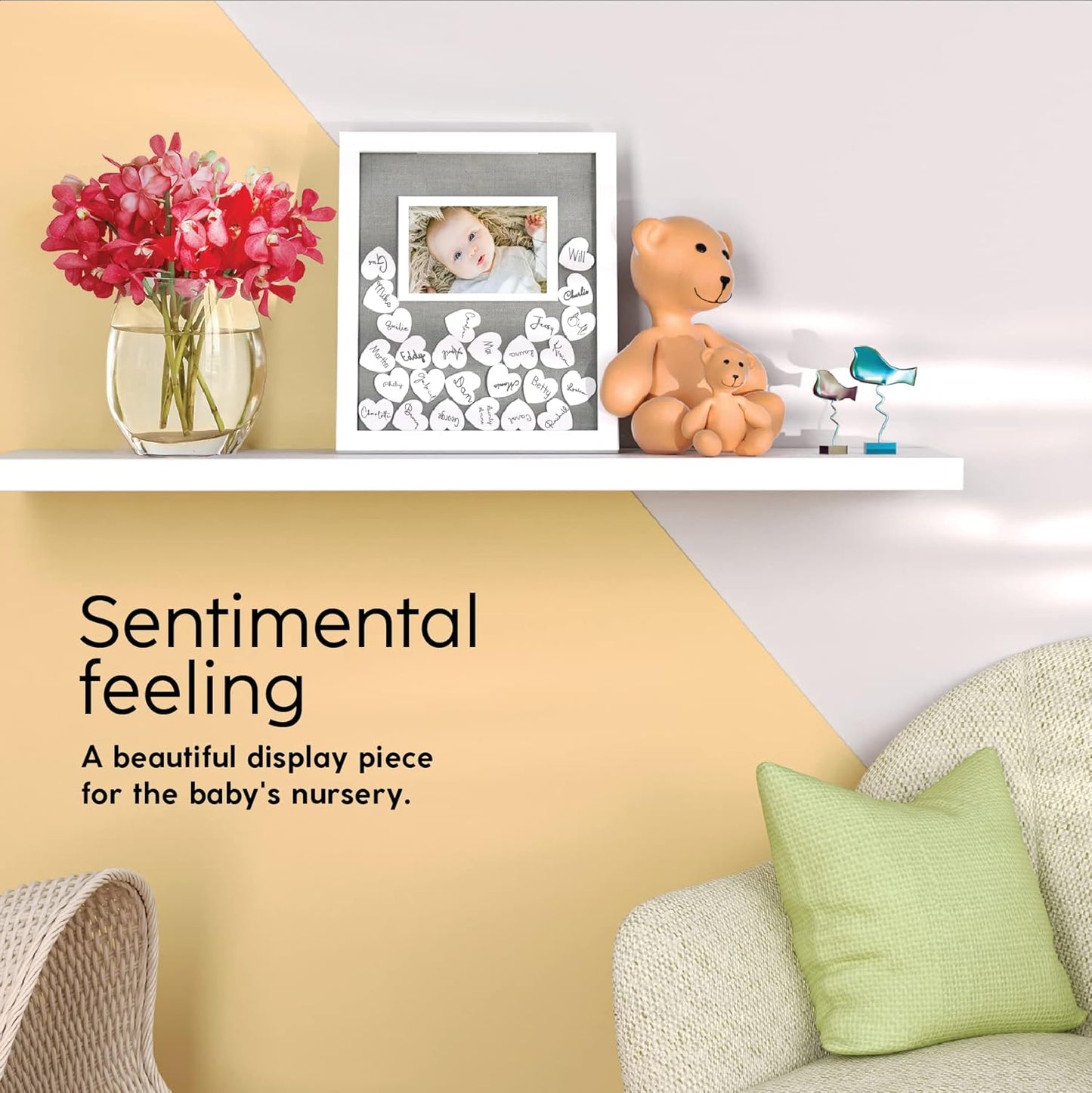 GLM Premium Baby Shower Guest Book with Welcome Sign & 50 Hearts - Perfect Keepsake Memory Book for Boy & Girl Baby Shower Decorations, Alternative to Traditional Guest Books!