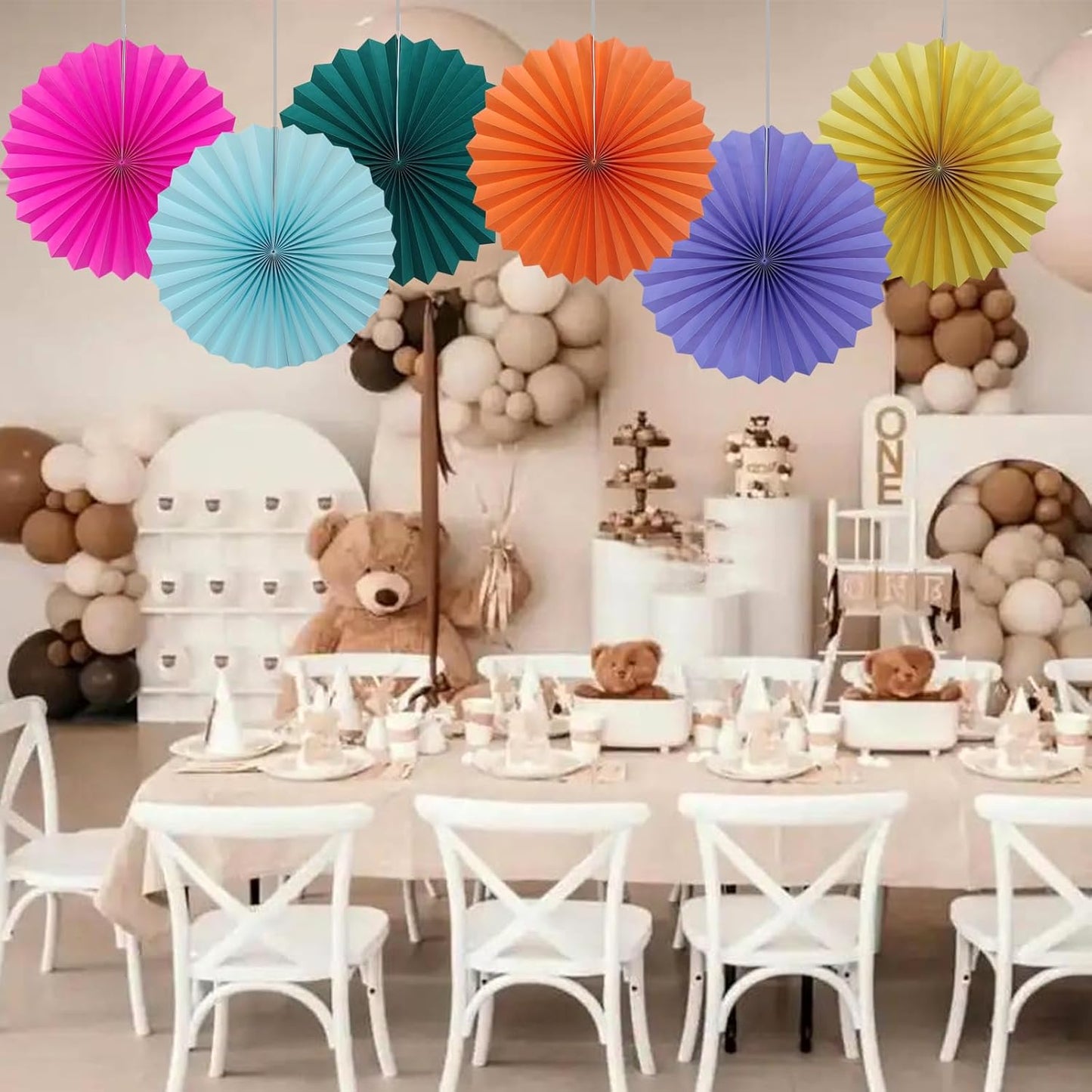 Red Graduation Party Decor,Girls Party Decorations ,Party Supplies Party Fans 16in, Anniversary Decorations for Party,Wedding Graduation Events Accessories 30 Color DIY Set (Rose Red)