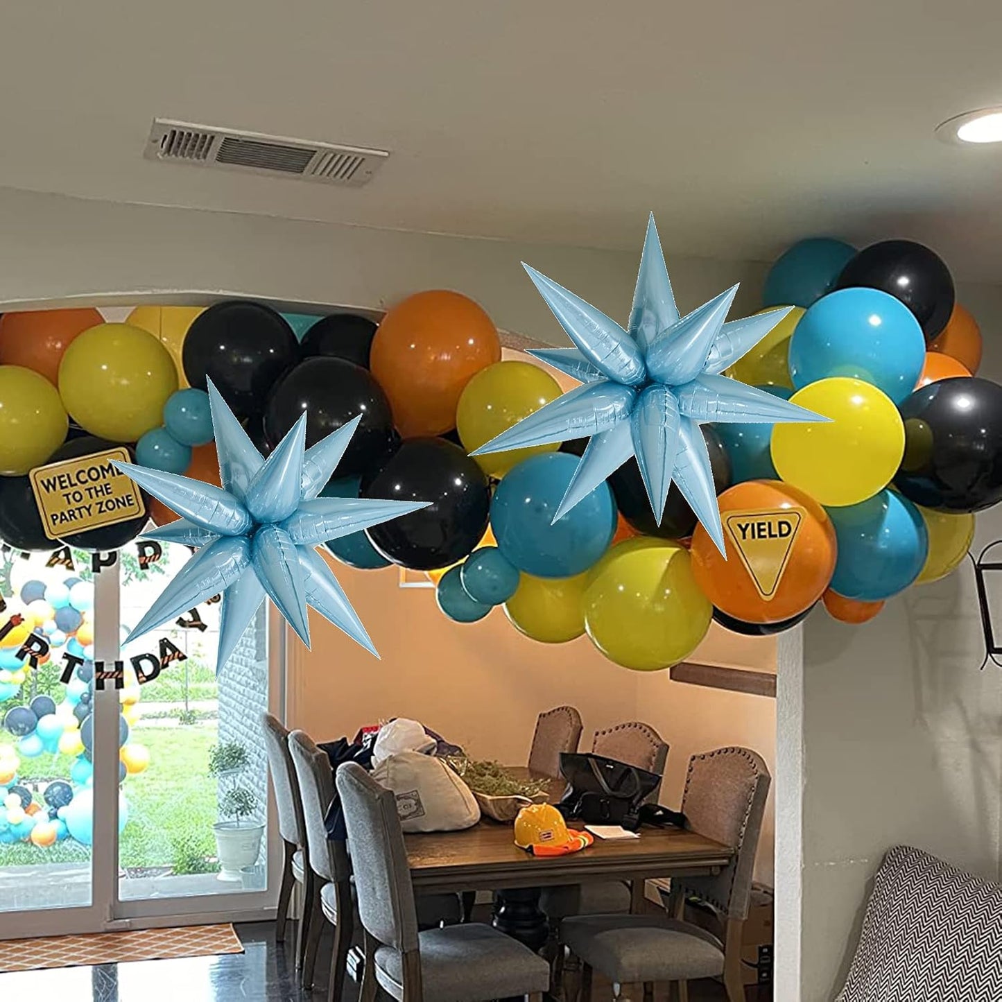 Tellpet Star Balloons Starburst Spike Shaped Balloon, 2pcs Large, Light Blue