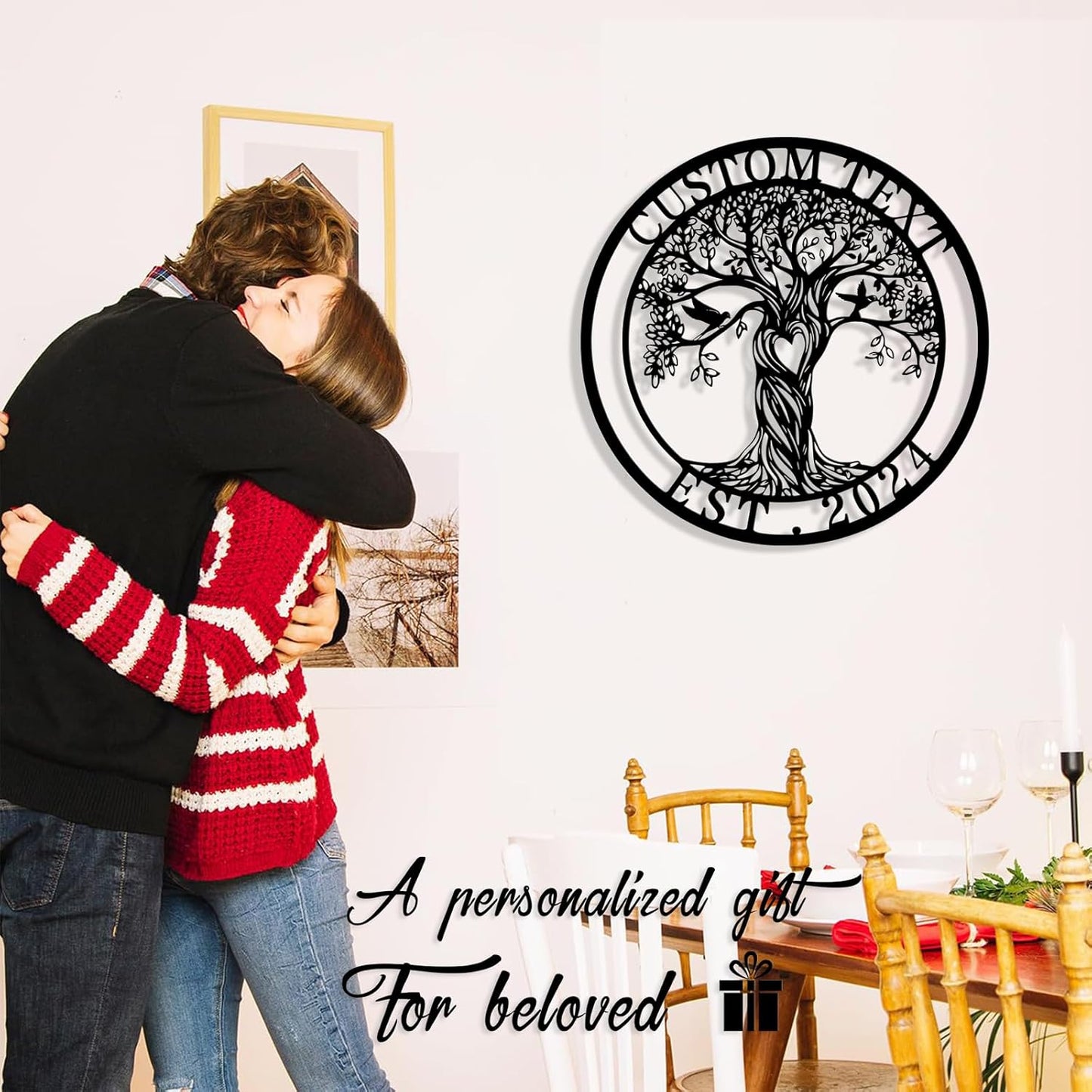 Personalized Tree of Life Metal Sign Wall Art Decor, Custom Wedding Gifts for Couples, Custom Family Name Sign, Christmas Valentine's Day Housewarming Gifts