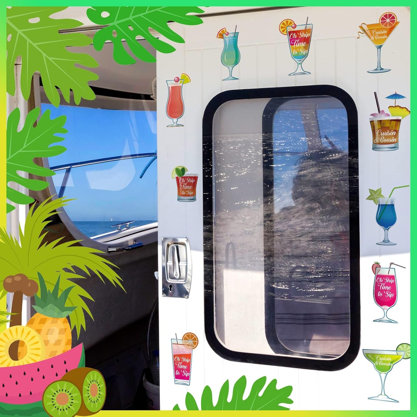 Xuhal 25 Pieces Tropical Drink Cruise Door Decorations Funny Magnetic Cruise Decorations Magnet Customized Door Cabin Decor for Carnival Birthday Essentials Accessories Magnet