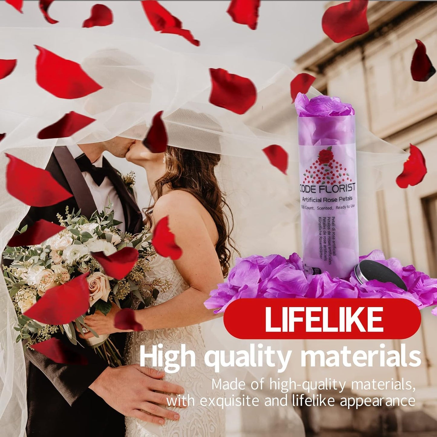 CODE FLORIST 1100 PCS Light Purple Silk Rose Petals for Valentine's Day,Romantic Night,Wedding,Proposal Anniversary Flower Decorations(Separated,Scented)