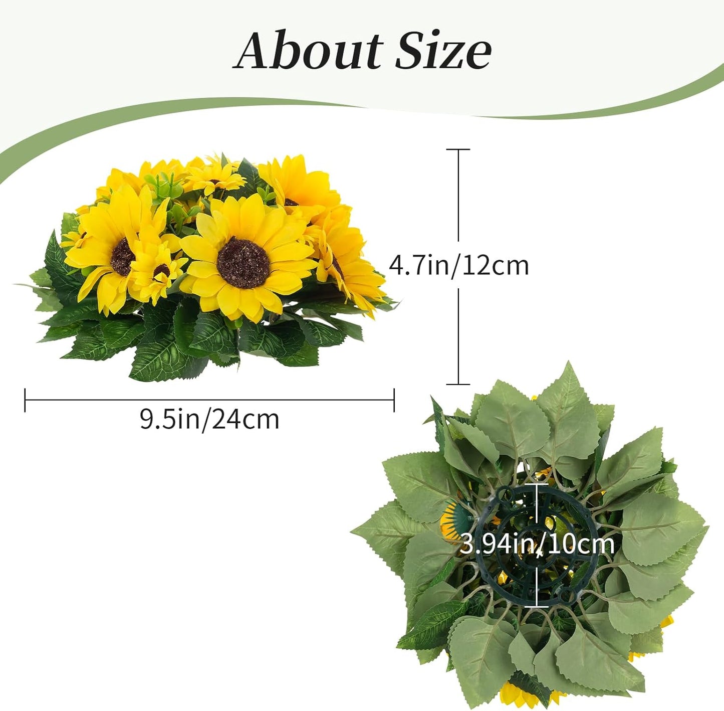 BLOSMON Sunflower Artificial Flowers Ball - 2 Pcs Fake Sunflower Flowers CenterPieces Decoration for Wedding Table Silk Kissing Floral Arrangements for Home Party Event DIY Decor
