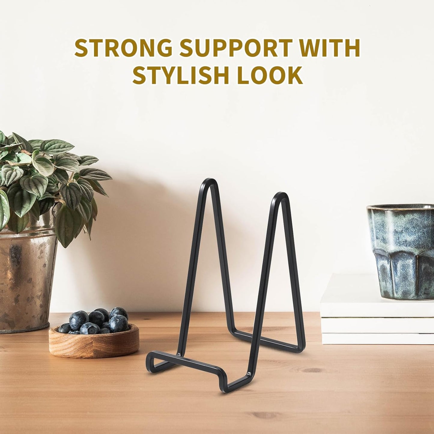 Plate Holder Easel Display Stand - 6 inch Metal Plate Stands for Display - Tabletop Picture Stand - Black Iron Easels for Display Pictures | Photo Frames | Book | Decorative Plates | Plaque - 2 Pack