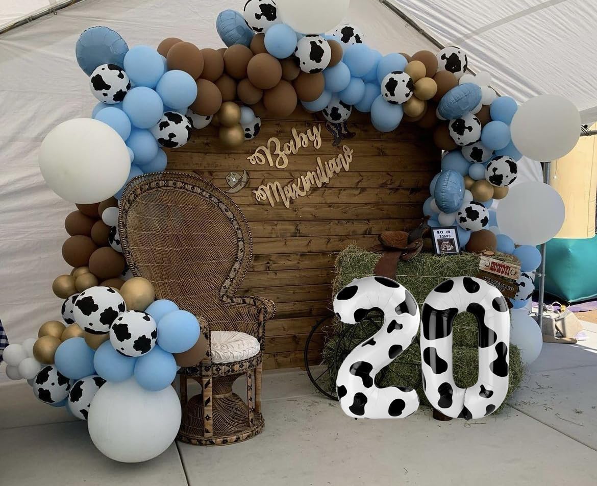 40 Inch Big Cow Print Number 2 Balloon Birthday Decoration, Number 2 Helium Balloon 12 20 22 23 24 26 28 32 42 Celebration, Boy Girl Baby Anniversary Party Graduations Supplies Decorations
