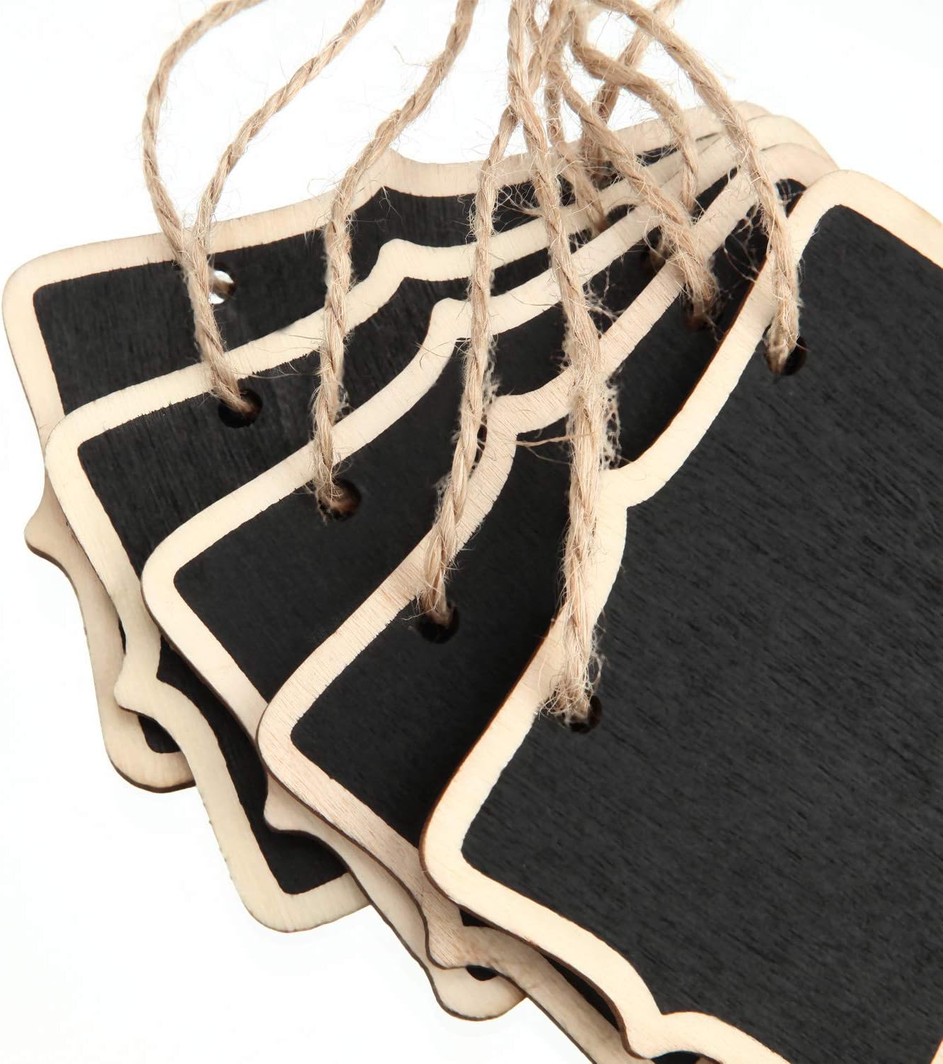 Outus 24 Pcs Mini Chalkboard Signs Bulk Hanging Wood Chalkboard Signs 3.35 x 2.36 Inch Kitchen Notes Chalk Board with Lanyard Bulk Small Message Board for Food Labels Wedding Party Decor Price Tags