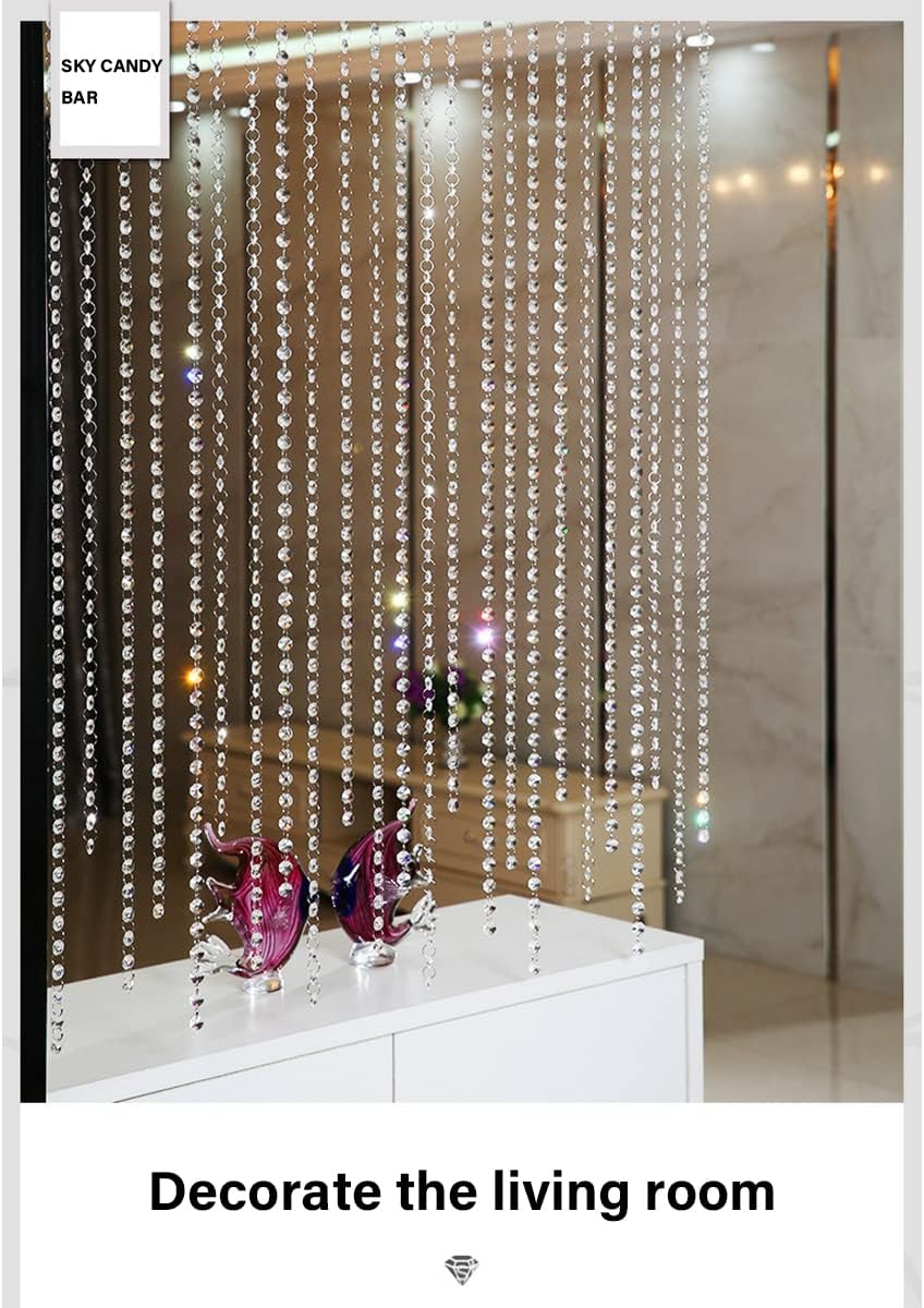 16 Feet Crystal Acrylic Gems Bead Garland Strands Manzanita Crystals Tree Garlands Christmas Decoration