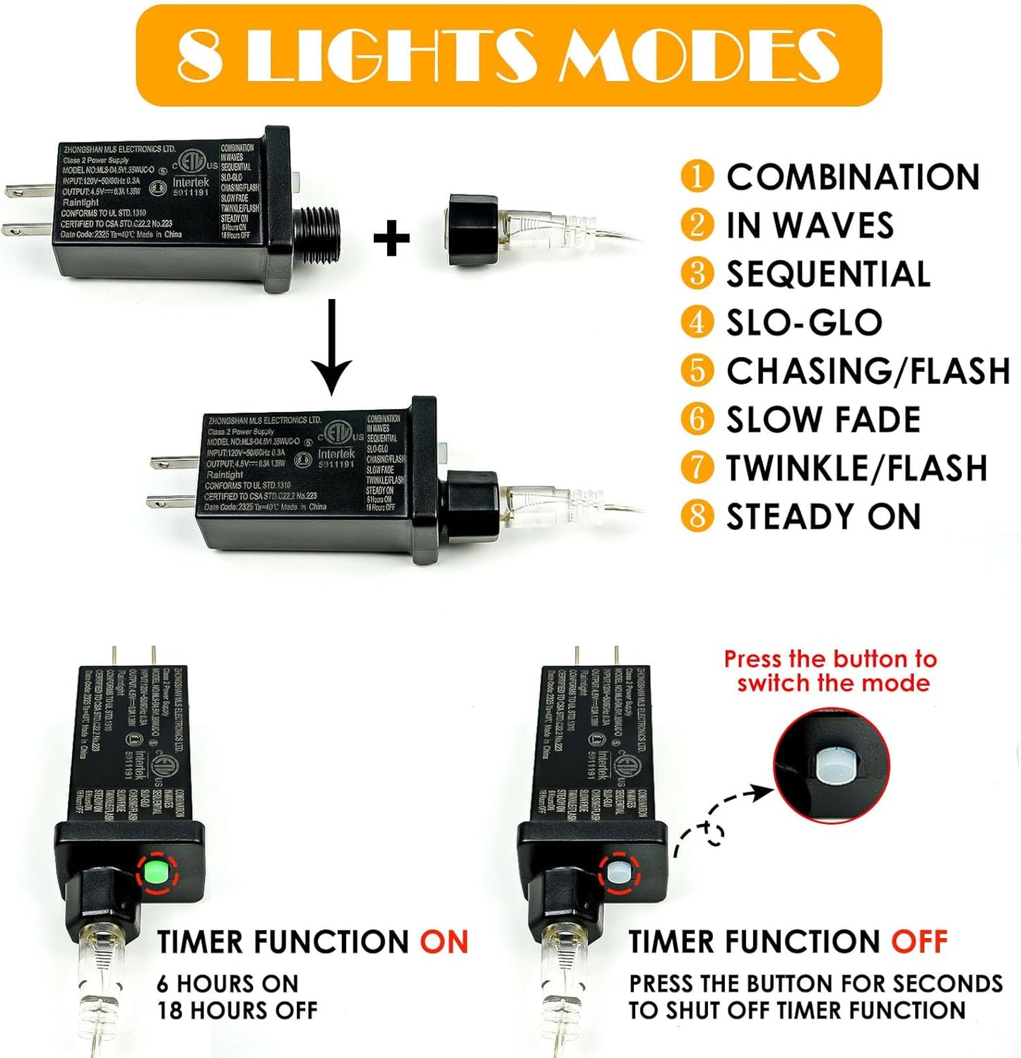 Warm White ⇋ Cool White 66Ft 200LED Fairy Lights Plug in with Remote, Waterproof String Lights Outdoor & Indoor 8 Modes with Timer, LED Twinkle Lights for Girl's Room Halloween Christmas Decorations