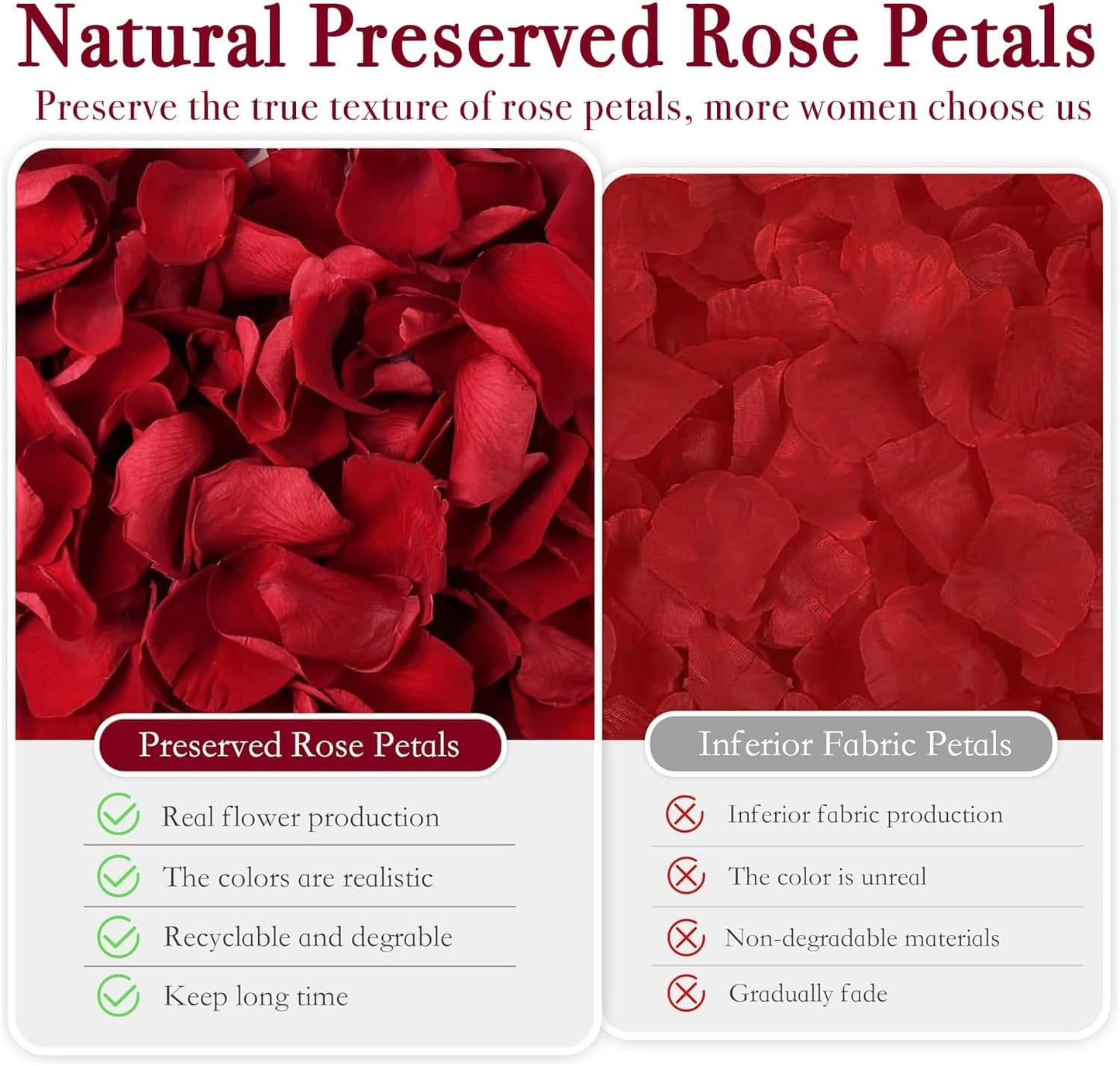 180 PCS Dried Real Red Rose Flower Petals Confetti for Wedding, 1.75oz Preserved Freeze Petals for Romantic Night Wedding Proposal Valentine's Day Centerpeice Decor