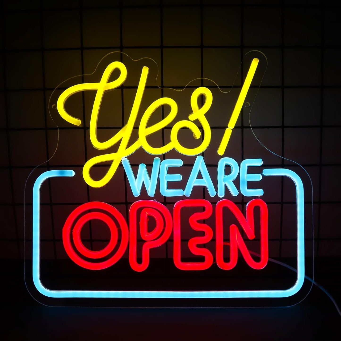 Open Neon Signs Yes We Are Open Neon Light,USB Powered,Hanging Wall Art Decor for Business,Coffee, Shop, Bar, Bakery,Hotel Store,13.7 x 12.2 IN-USB Powered-Acrylic