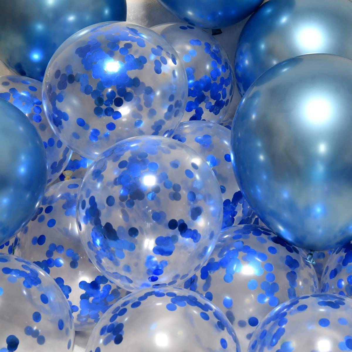 Chrome Metallic Blue Balloons 12 inch, 50 Pcs 3.2g Latex Balloons for Birthday Wedding Baby Shower Christmas Party Decoration