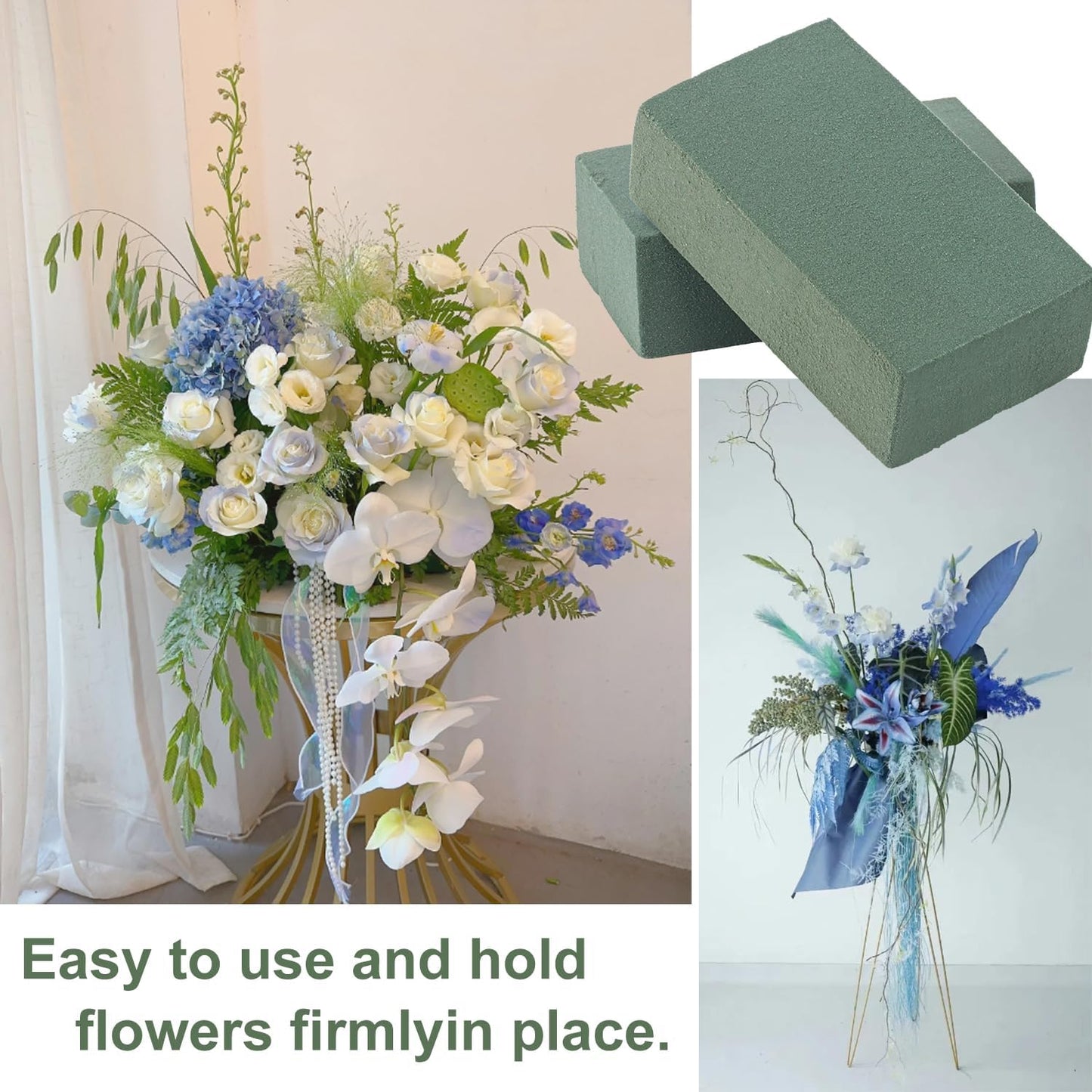 IHDYPPEW 30 PCS Green Floral Foam Blocks, 5.5"L x 3.1"W x 1.7"H Floral Foam for Flower Arrangements, Dry and Wet Florist Foam for Flowers, Flower Foam Bricks for Flowers Business, Outdoor, Weddings