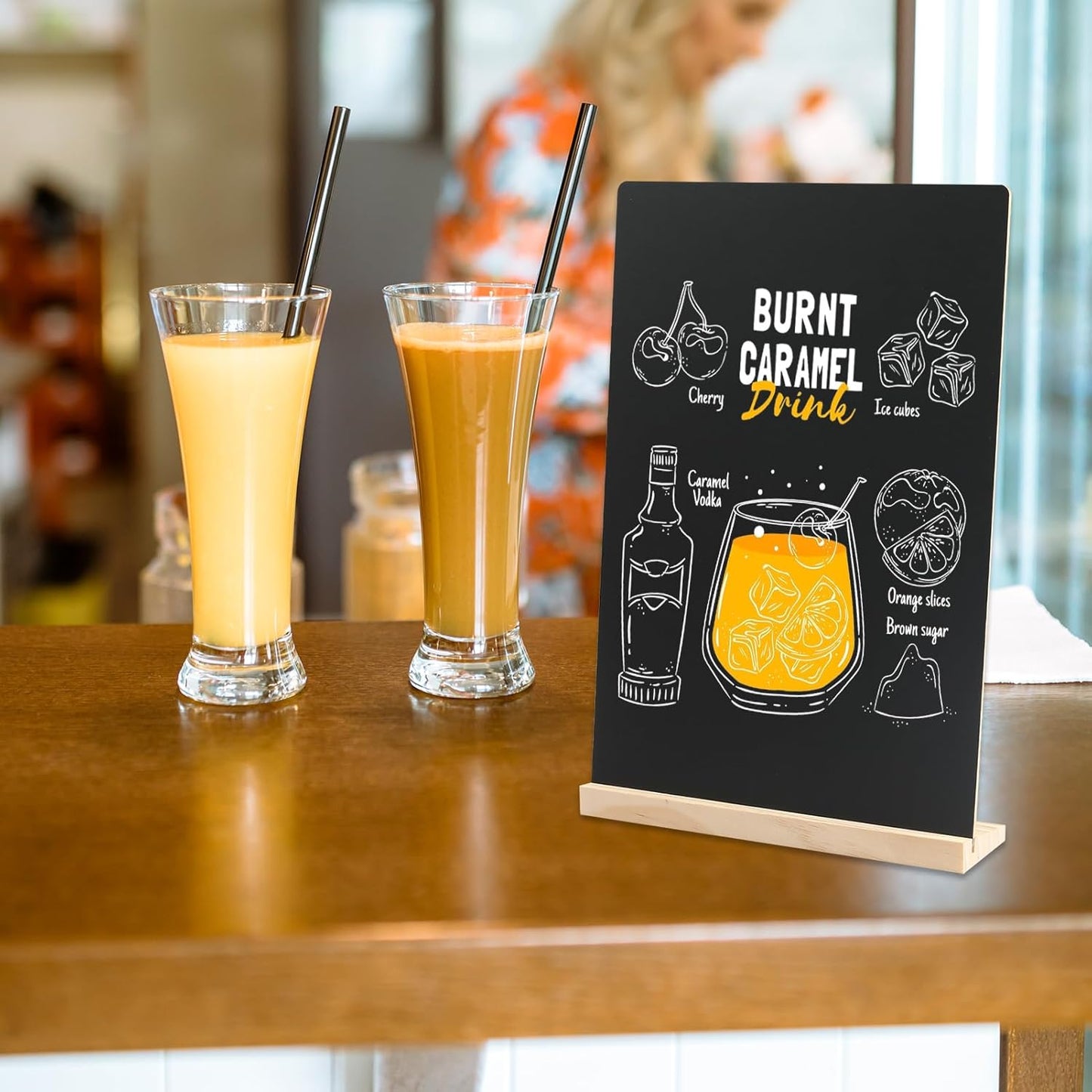 Double-Sided Small Chalkboard Signs (8 x 12 Inch) - Set of 3 with Stand & 7 Liquid Chalk Markers | Vintage Decorative Mini Tabletop Message Boards for Home & Events