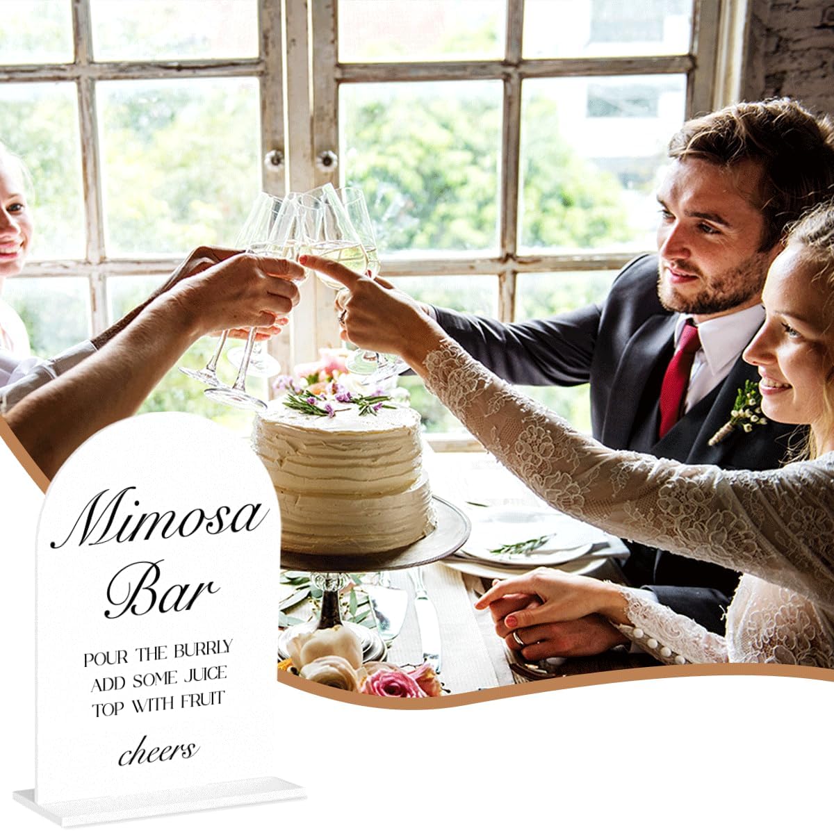 Mimosa Bar Sign, Open Bar Signs, Wedding Engagement Bridal Shower Decor for Reception Ceremony Party, Weddings White Acrylic Sign