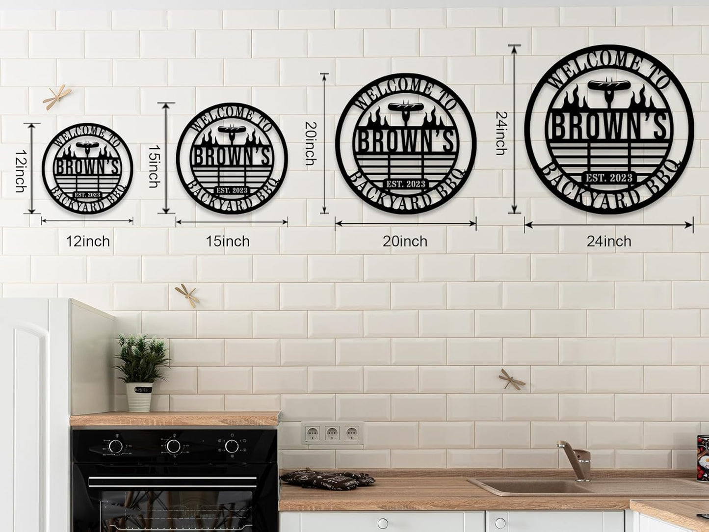 Personalized BBQ Grill Name Sign Custom Grill Sign Outdoor Kitchen Decor Grill Gifts for Dad Backyard BBQ Metal Sign BBQ Grill Sign Barbecue Outdoor Man Cave Decor