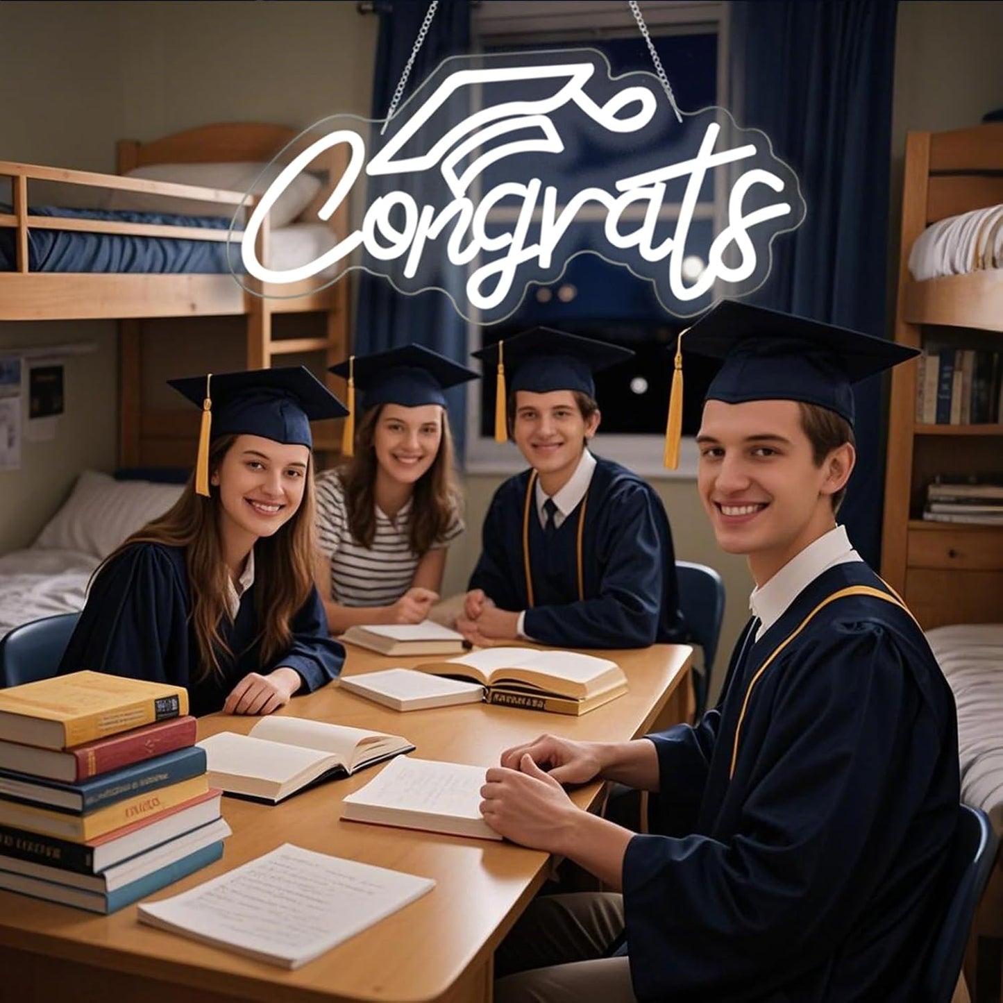 Congrats Grad Neon Sign for Backdrop wall decor,Dimmable USB Powered Light Up Letters for Dorm Walls,White Grad Gifts Sign for Graduation ClassRoom Party bedroom size:16.14 * 7.6 inch