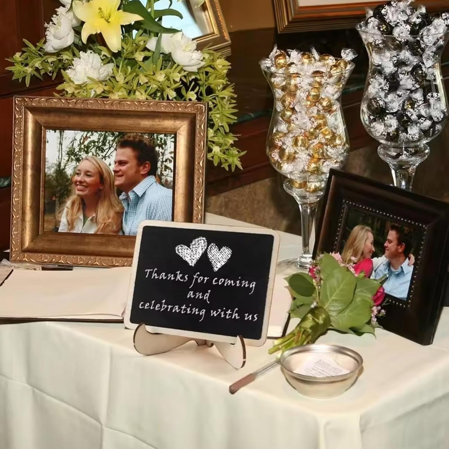 Vintage Wooden Mini Chalkboard Signs - Set of 6 | 4 x 3 Inch Tabletop Chalkboard Sign with Base Stands | Decorative Small Message Chalk Board Sign with 7 Liquid Chalk Markers