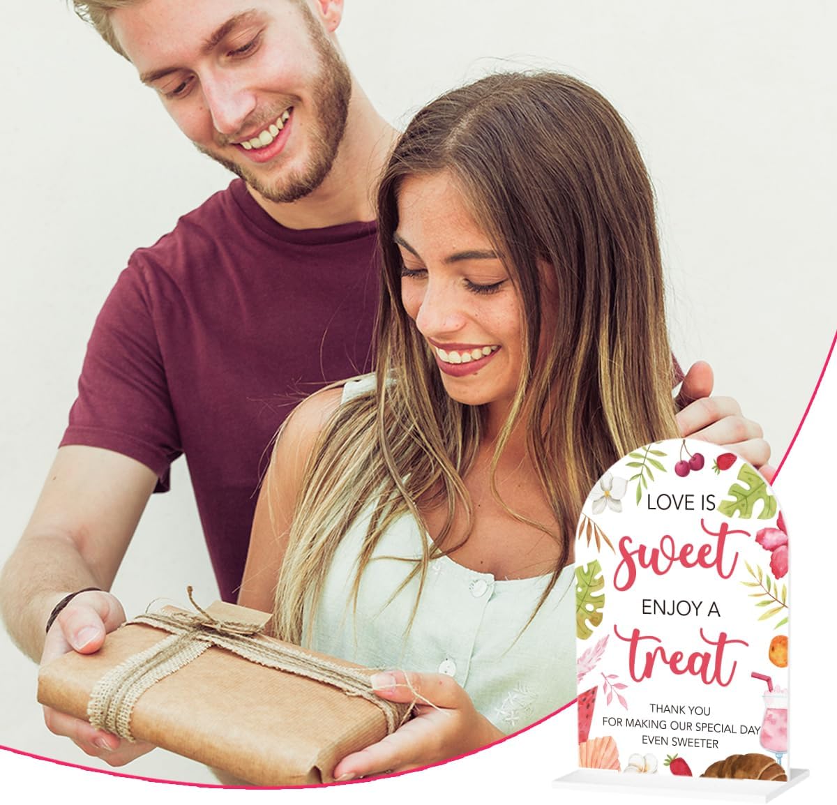 Love Is Sweet Sign for Dessert Table Acrylic Arch Wedding Dessert Table Decor Wedding Bridal Shower Welcome Signs for Ceremony and Reception 7 x 5 Inches