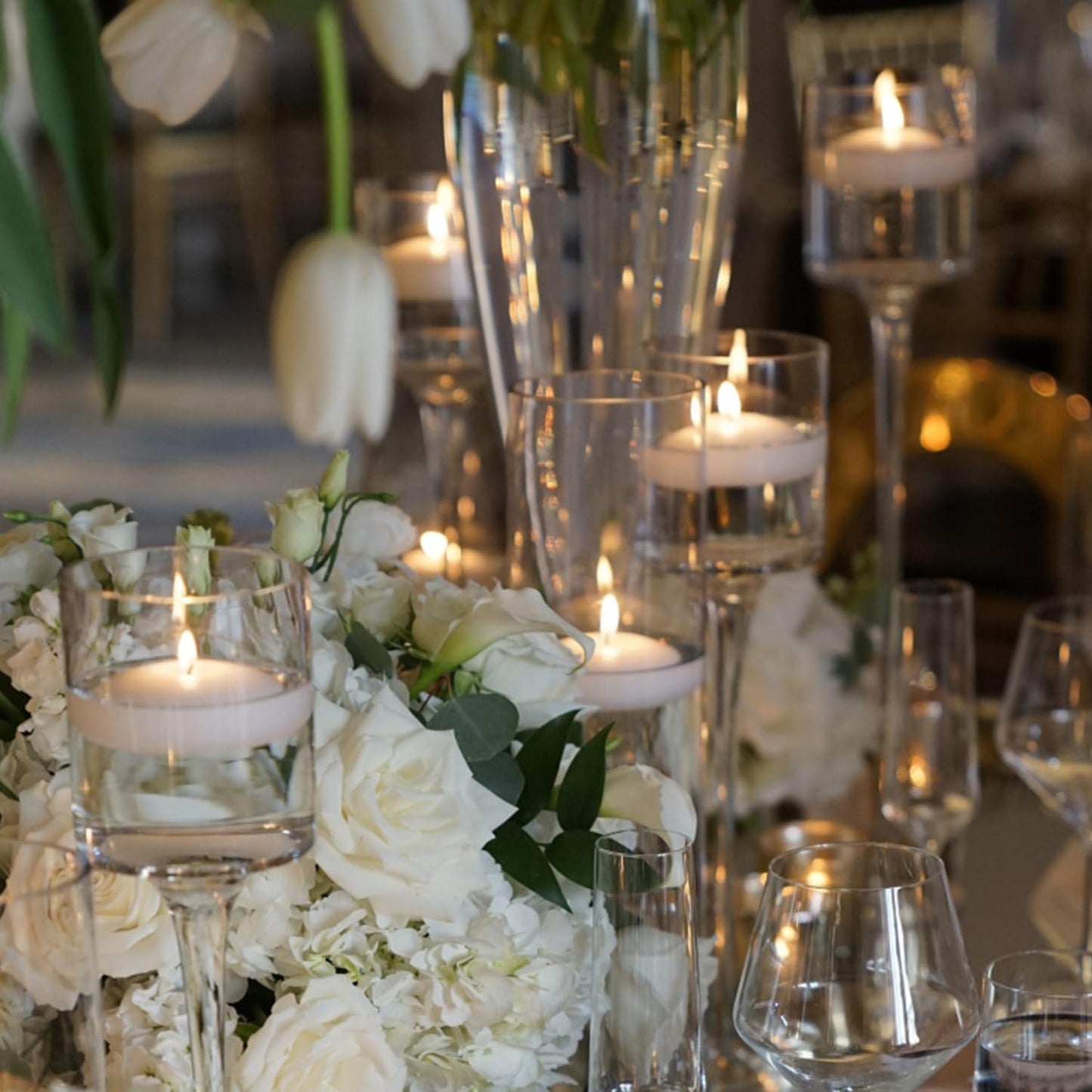 50 Floating Candles, Smoke-Free and odorless, Burning continuously for 5-6 Hours, White, 2-inch Floating Candles, Suitable for Valentine's Day, Weddings, Holidays, Home Decoration……