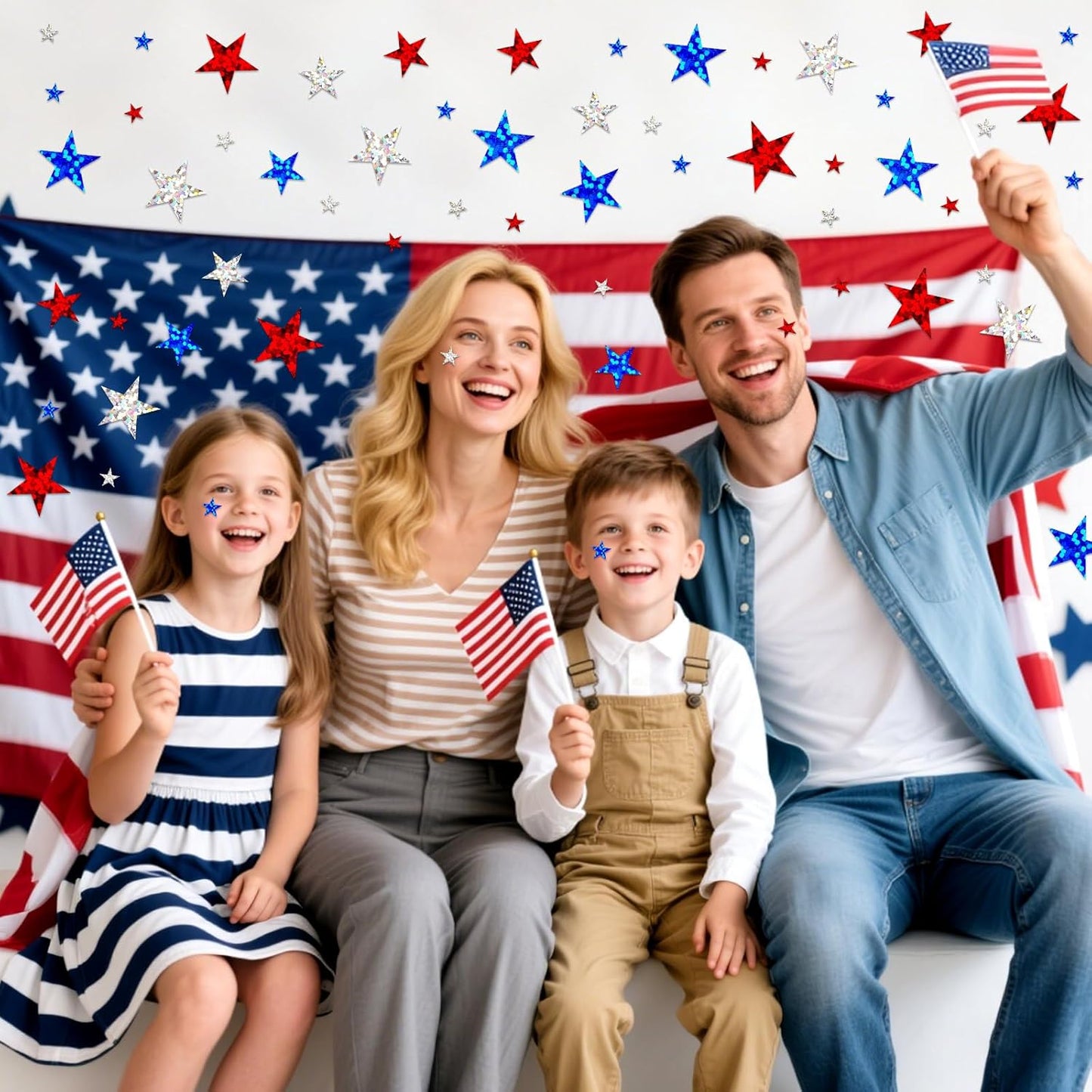 MARFOREVER Glitter 4th of July Star Confetti, Red White Blue Star Sprinkles Independence Day Scatter Confetti Patriotic Table Centerpiece for Fourth of July Memorial Day American Party Decorations