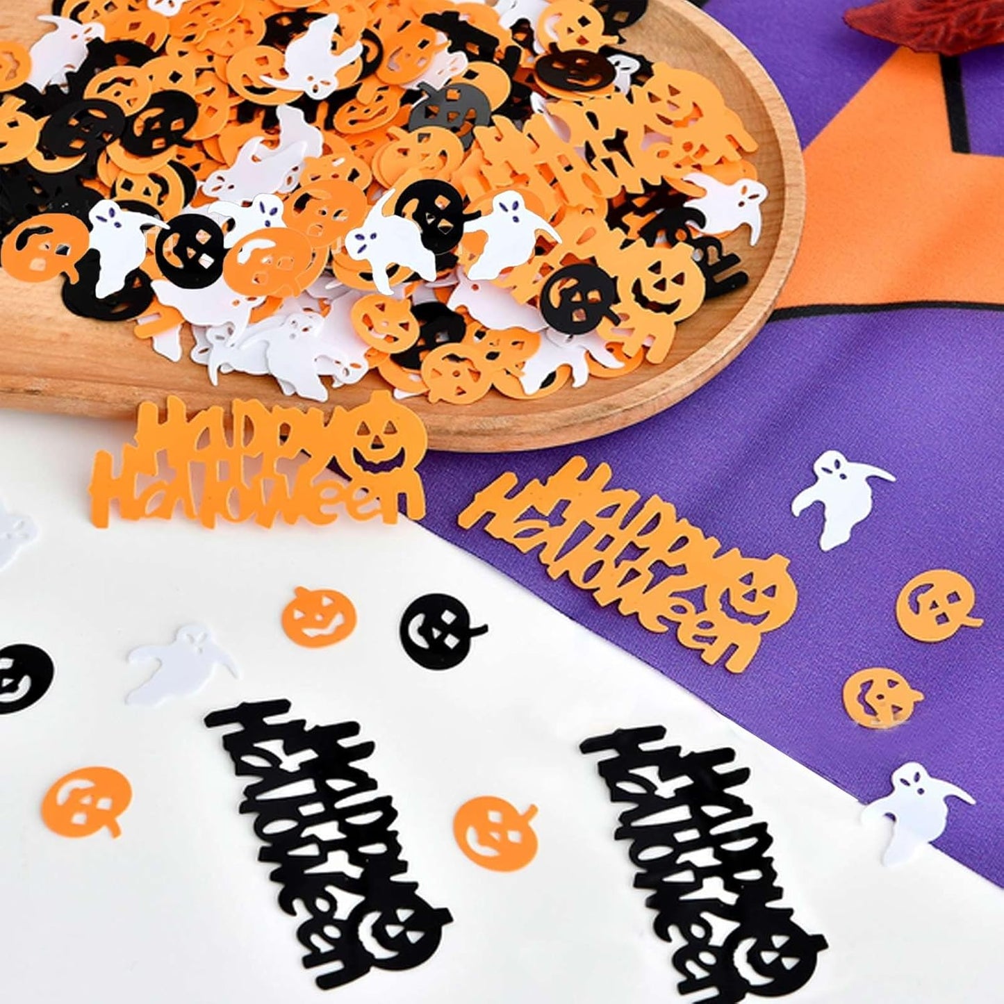 Halloween Confetti - Glitter Pumpkin Spider Webs Foil Metallic Sequins Trick or Treat Party Sprinkles Decorations, 60g