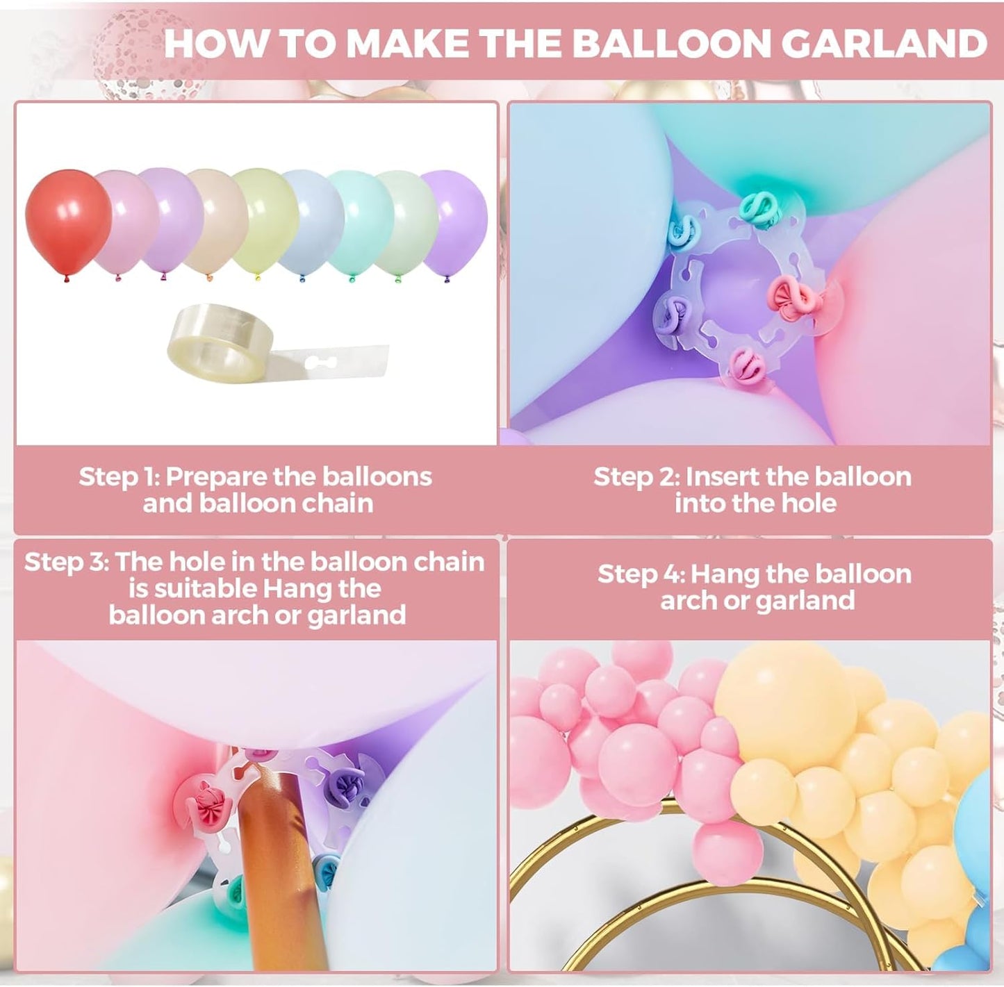 Gold Metal Arch Backdrop Stand Set of 2 with Balloons All Accessories Metal Arched Backdrop Frame for Chrismas Ceremony Parties Bithday Decoration (7.2FT, 6FT)